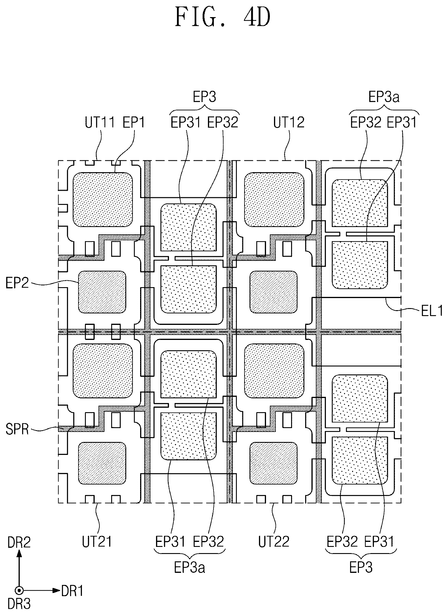 Patent US12603043 Figure 10 – Display panel having a plurality of light-emitting elements with separators