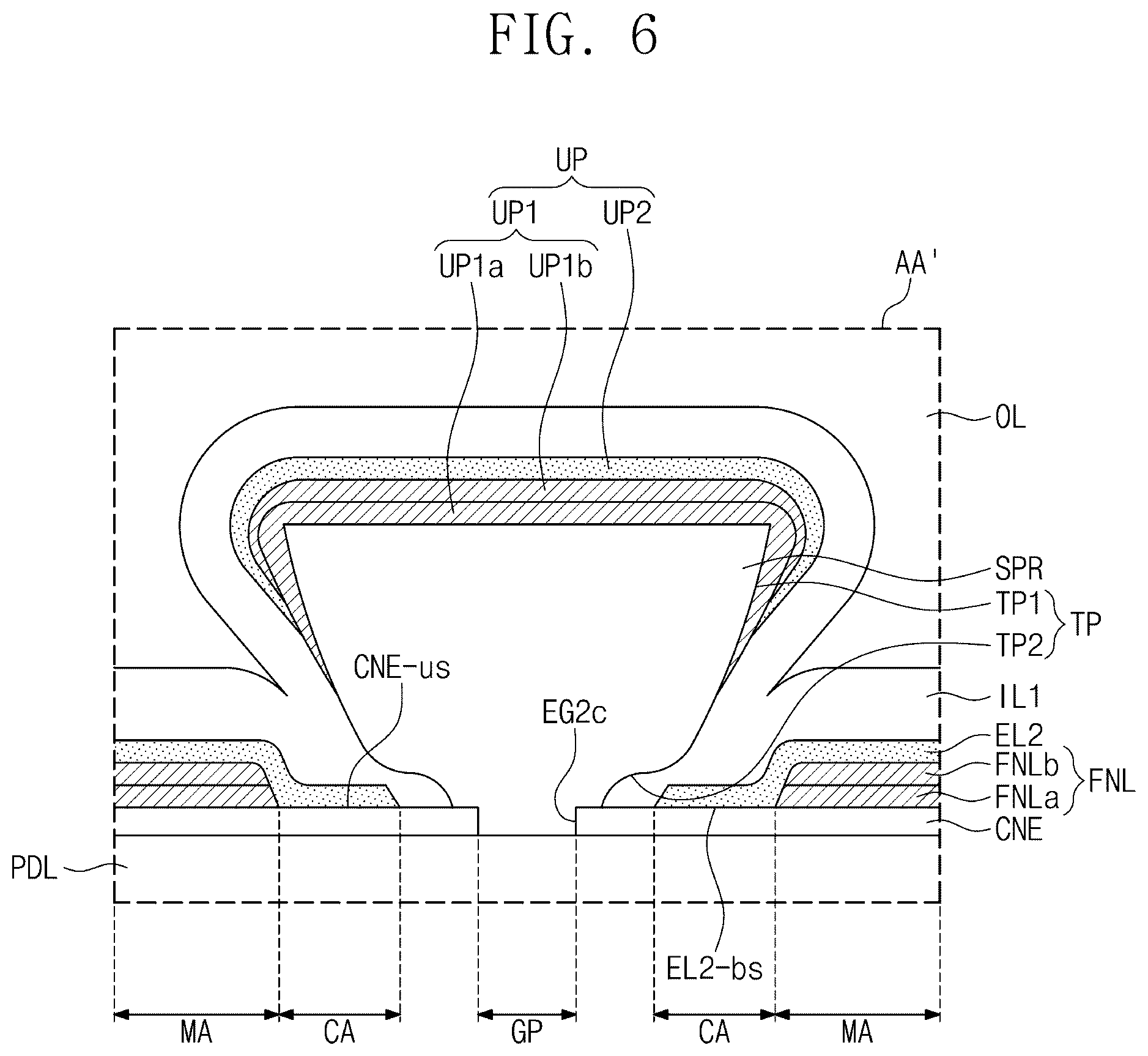 Patent US12603043 Figure 12 – Display panel having a plurality of light-emitting elements with separators