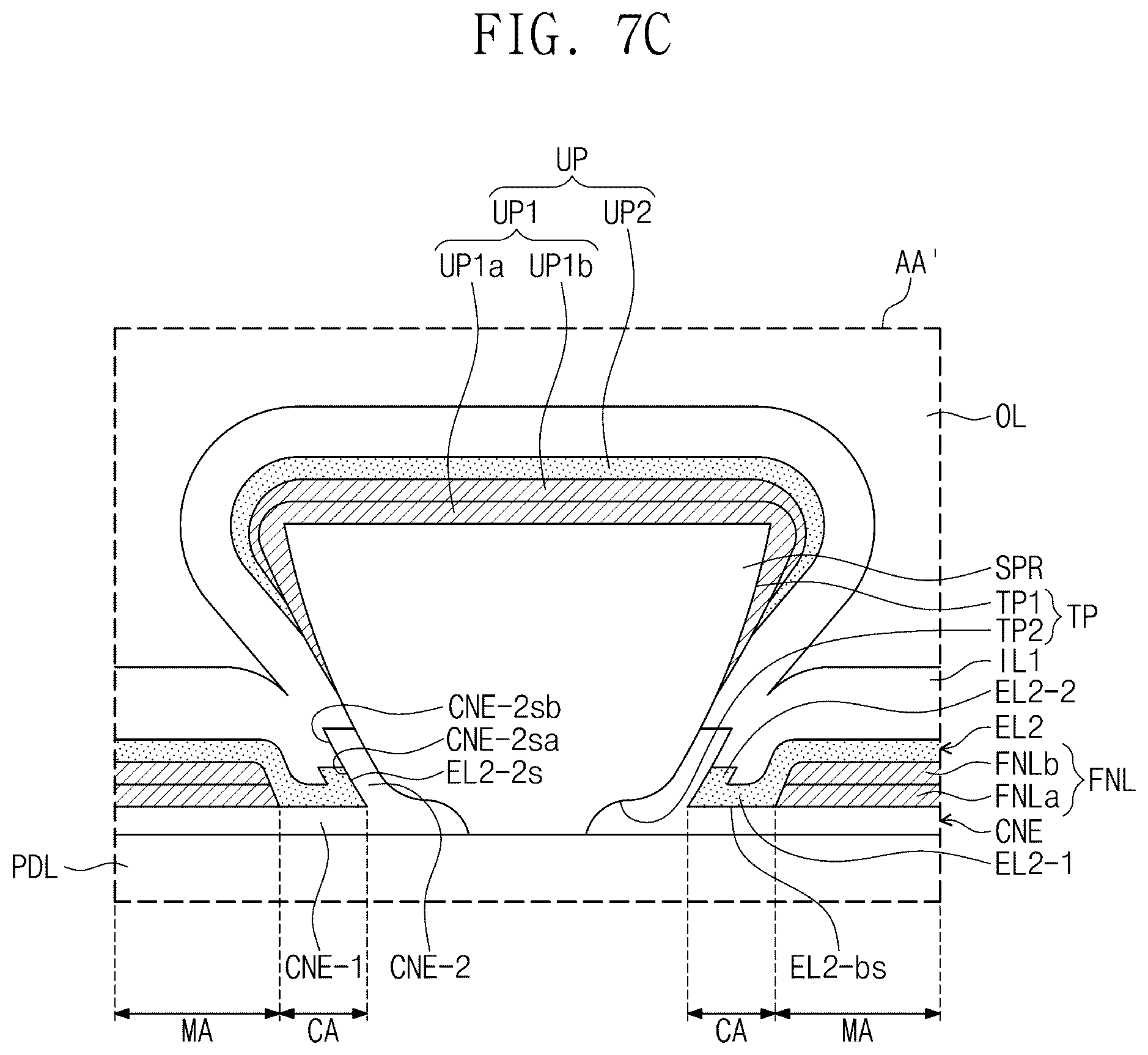 Patent US12603043 Figure 15 – Display panel having a plurality of light-emitting elements with separators