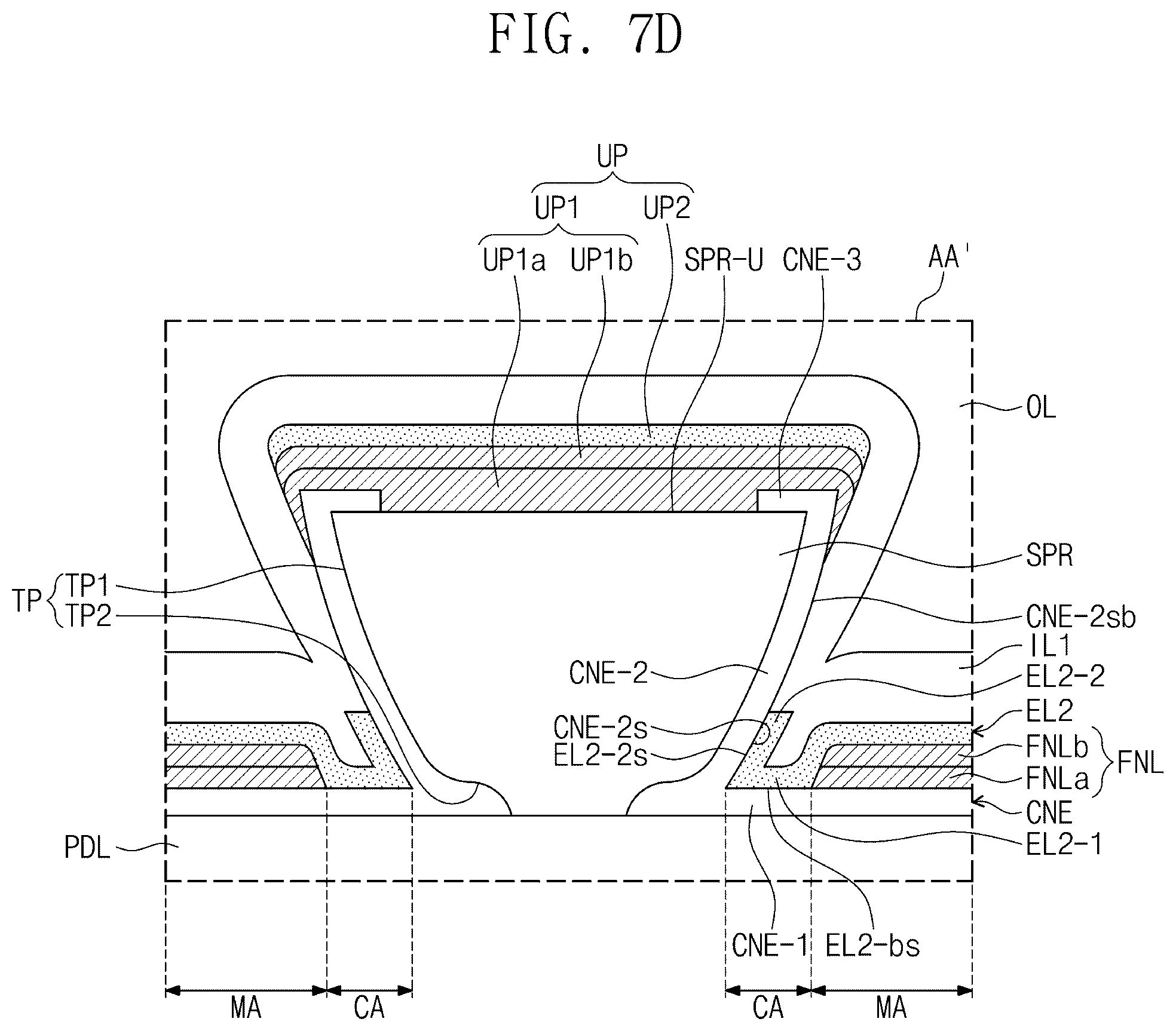 Patent US12603043 Figure 16 – Display panel having a plurality of light-emitting elements with separators