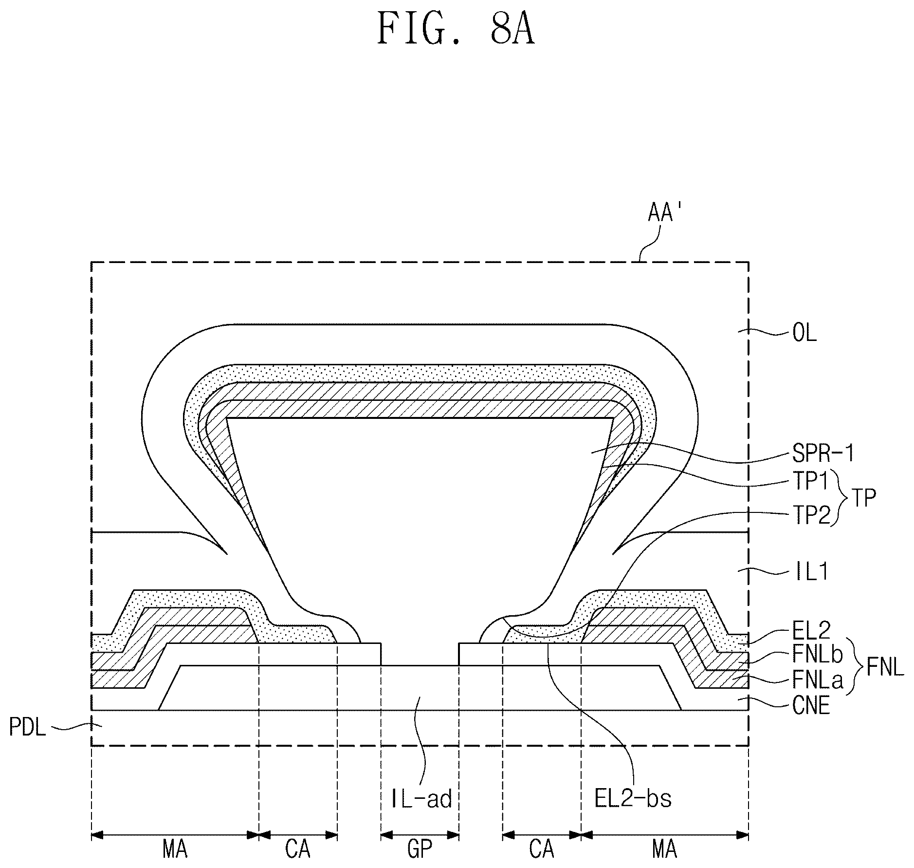 Patent US12603043 Figure 18 – Display panel having a plurality of light-emitting elements with separators