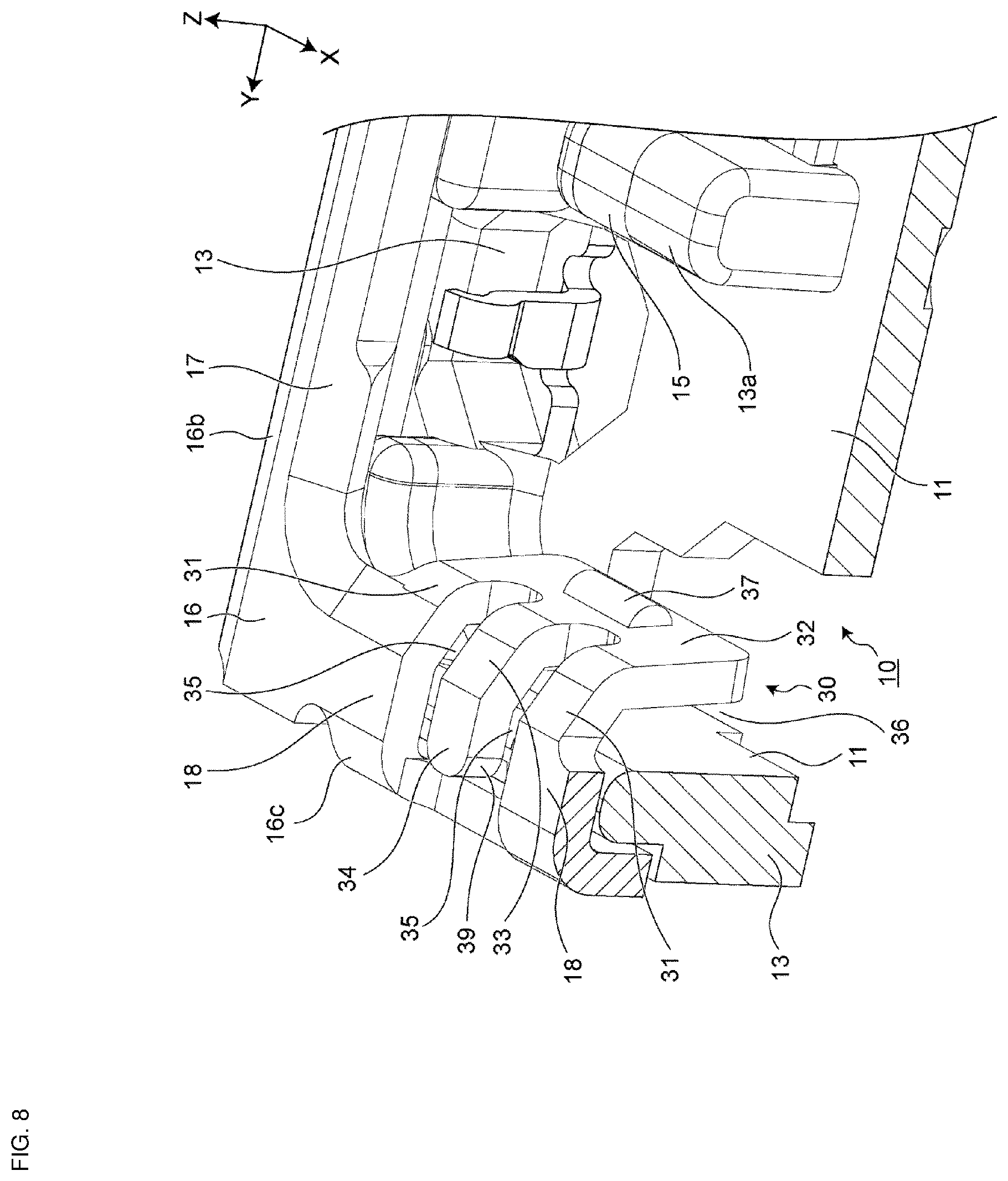 Patent US12603453 Figure 8 – Electrical connector and electrical connector set having the electrical connector