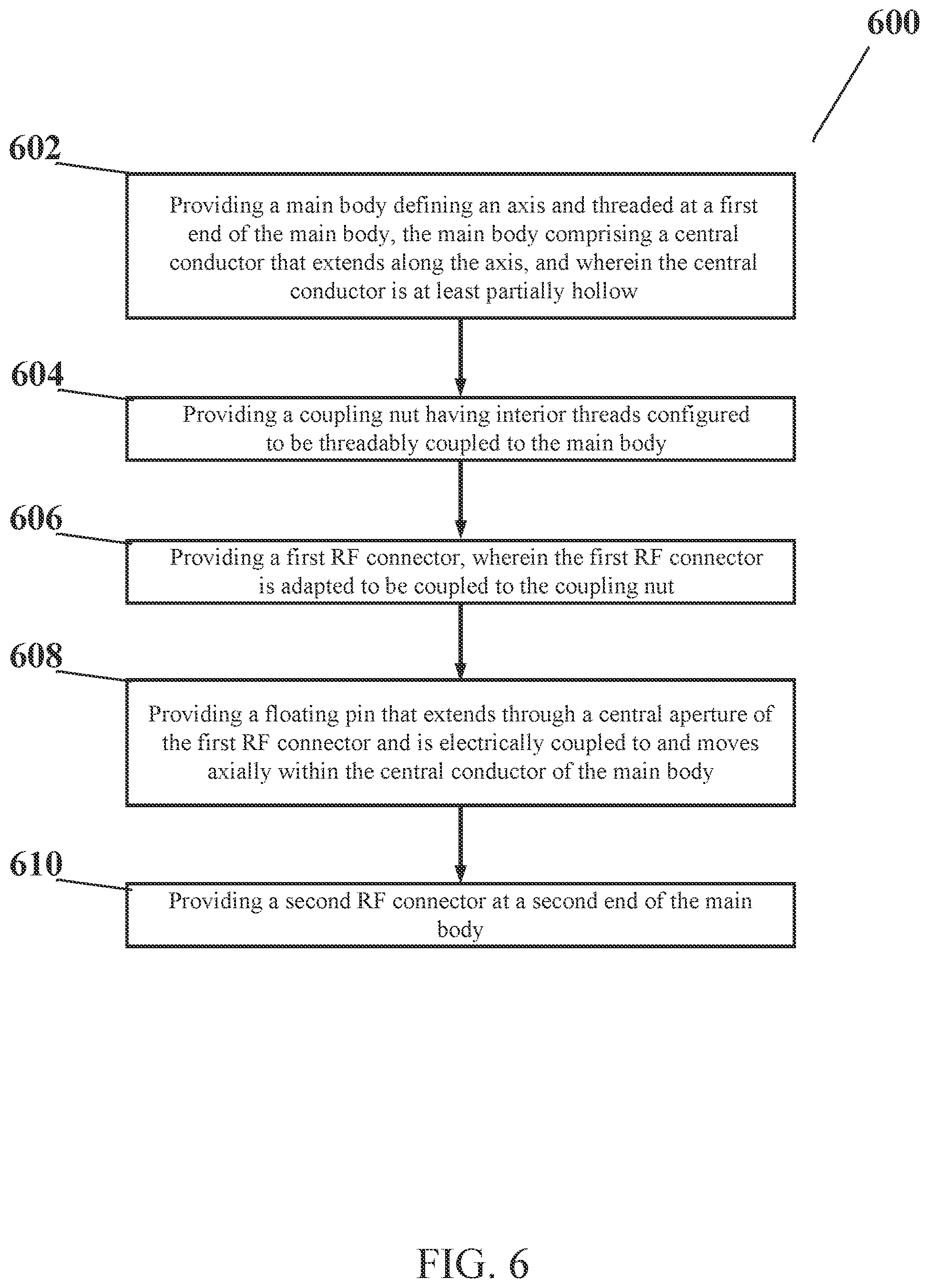 Patent US12603466 Figure 6 – Axially adjustable length radio frequency interconnect
