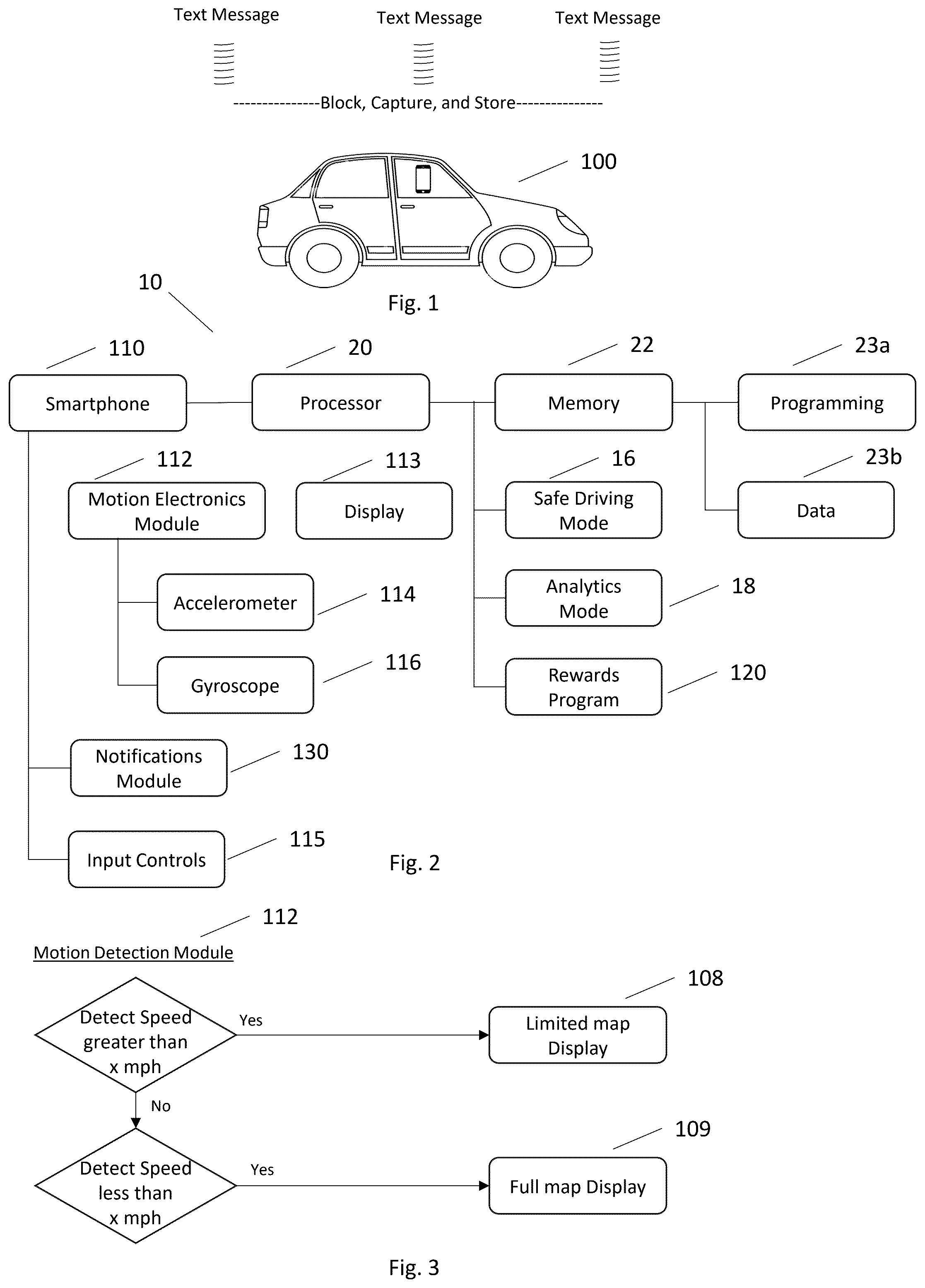 Patent US12610007 Figure 1 – System and method for disabling texting while driving