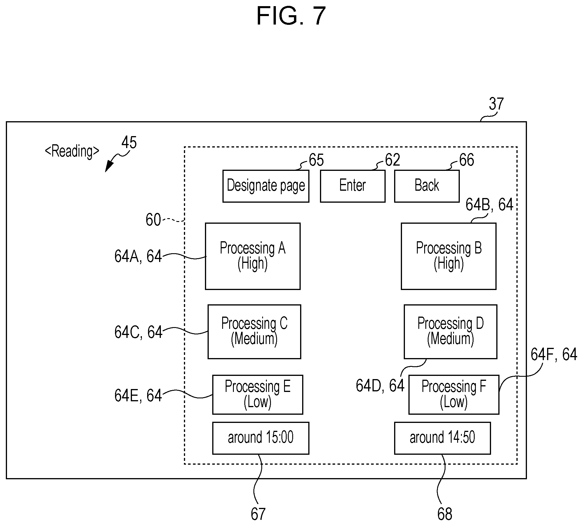 Patent US12610014 Figure 7 – Image processing apparatus with predictive time display and interactive configuration