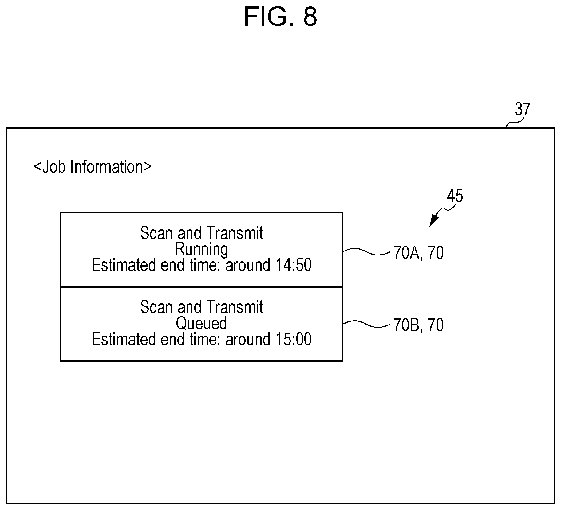 Patent US12610014 Figure 8 – Image processing apparatus with predictive time display and interactive configuration