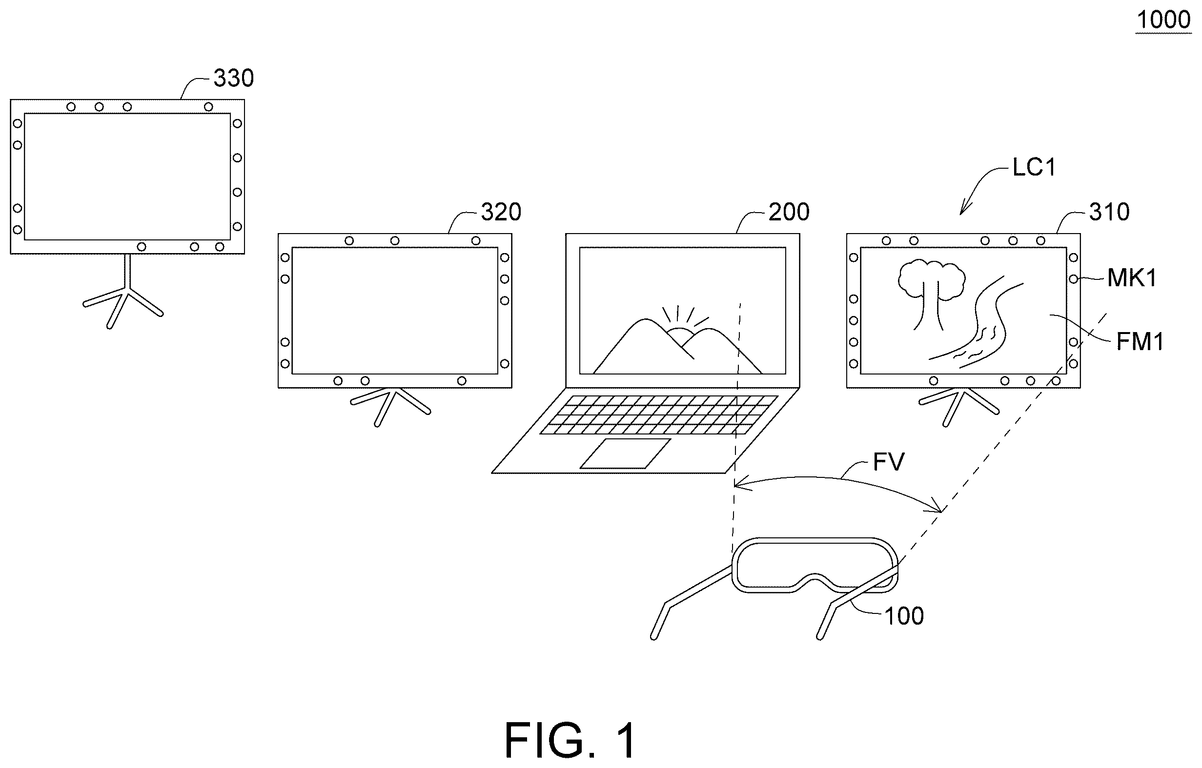Patent US12610029 Figure 1 – Extended reality projection system, notebook computer and projection method
