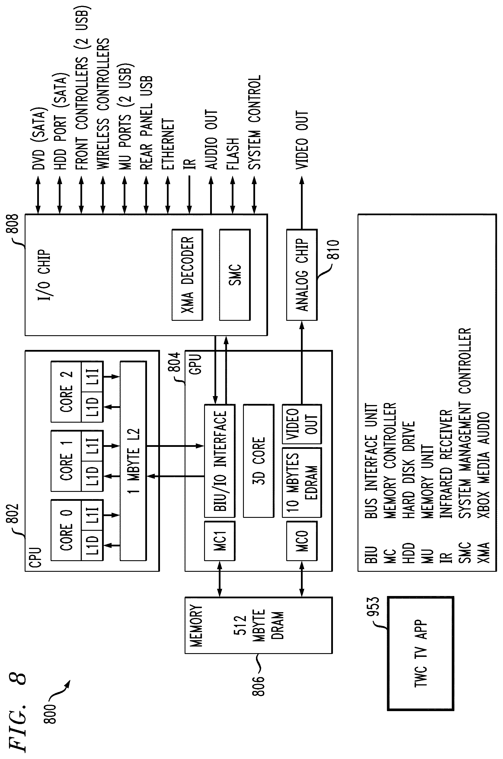 Patent US12610104 Figure 8 – User interface with content filtering and/or social networking integration