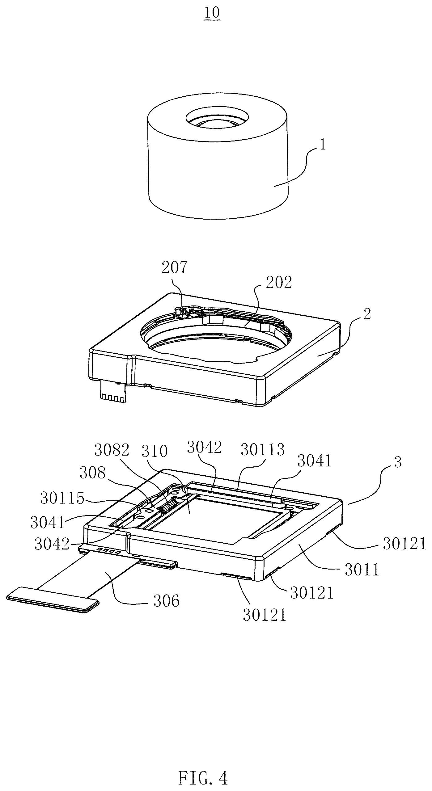 Patent US12610119 Figure 3 – Camera device comprising anti-shake module and focusing module