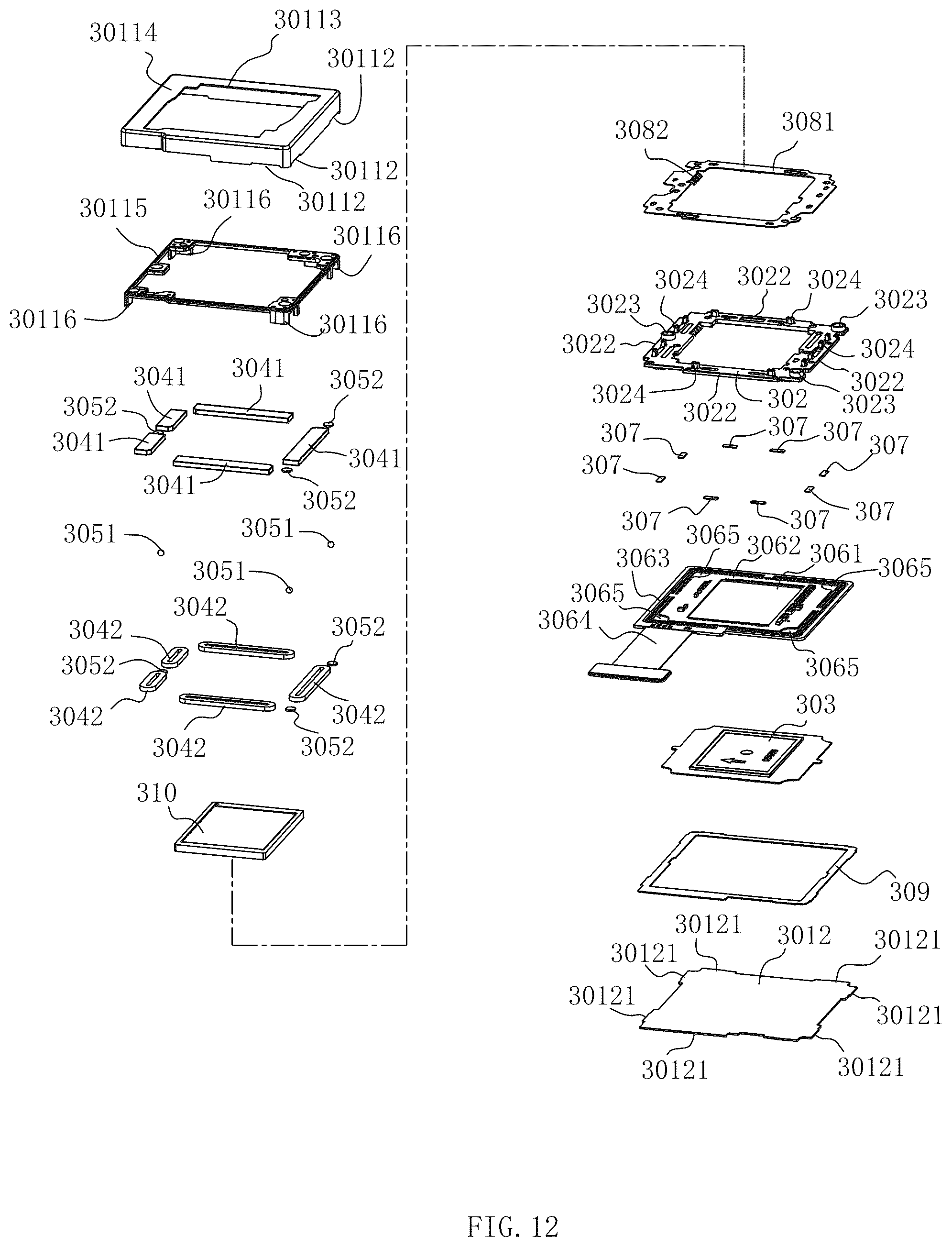 Patent US12610119 Figure 9 – Camera device comprising anti-shake module and focusing module