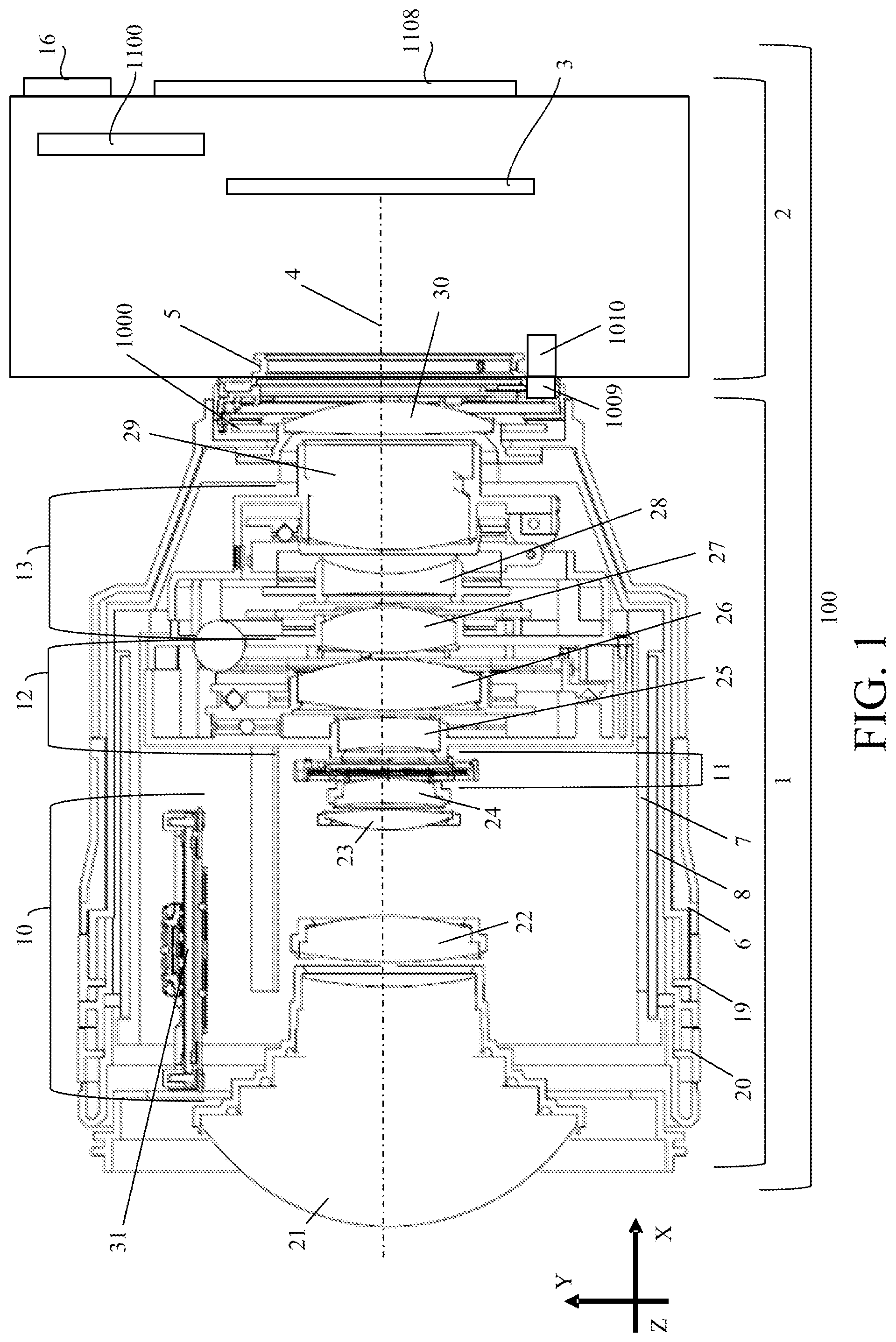Patent US12610139 Figure 1 – Control apparatus, image pickup apparatus, lens apparatus, focal plane control method, and storage medium that control tilting of a focal plane of an optical system