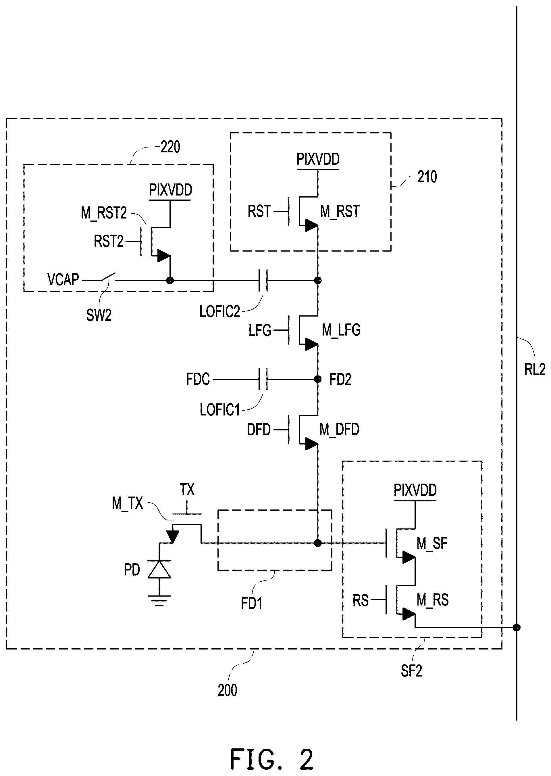 Patent US12610159 Figure 2 – Image sensor and readout method for pixel circuit thereof