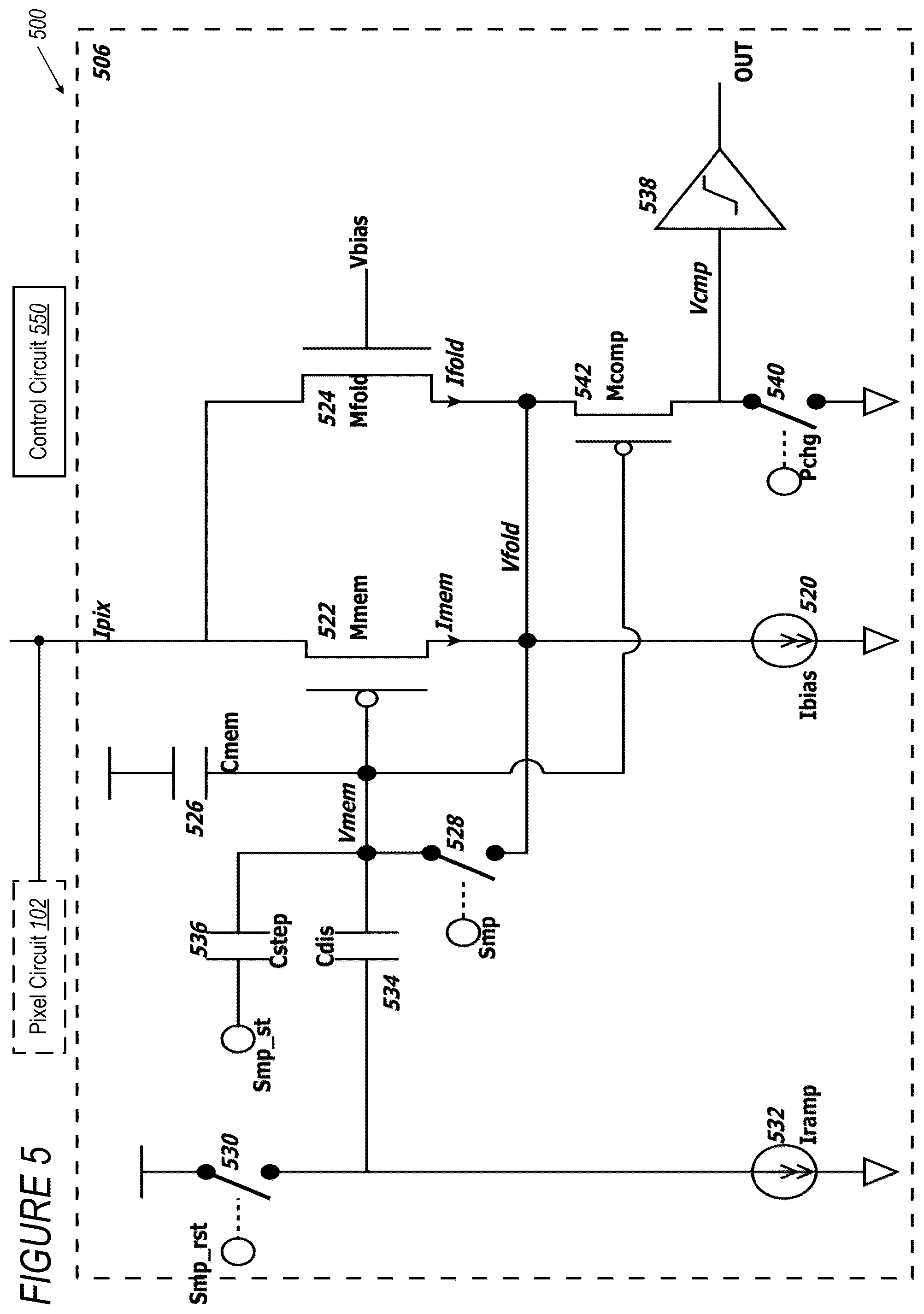 Patent US12610163 Figure 6 – Low-power/small-area current-mode pixel readout circuit