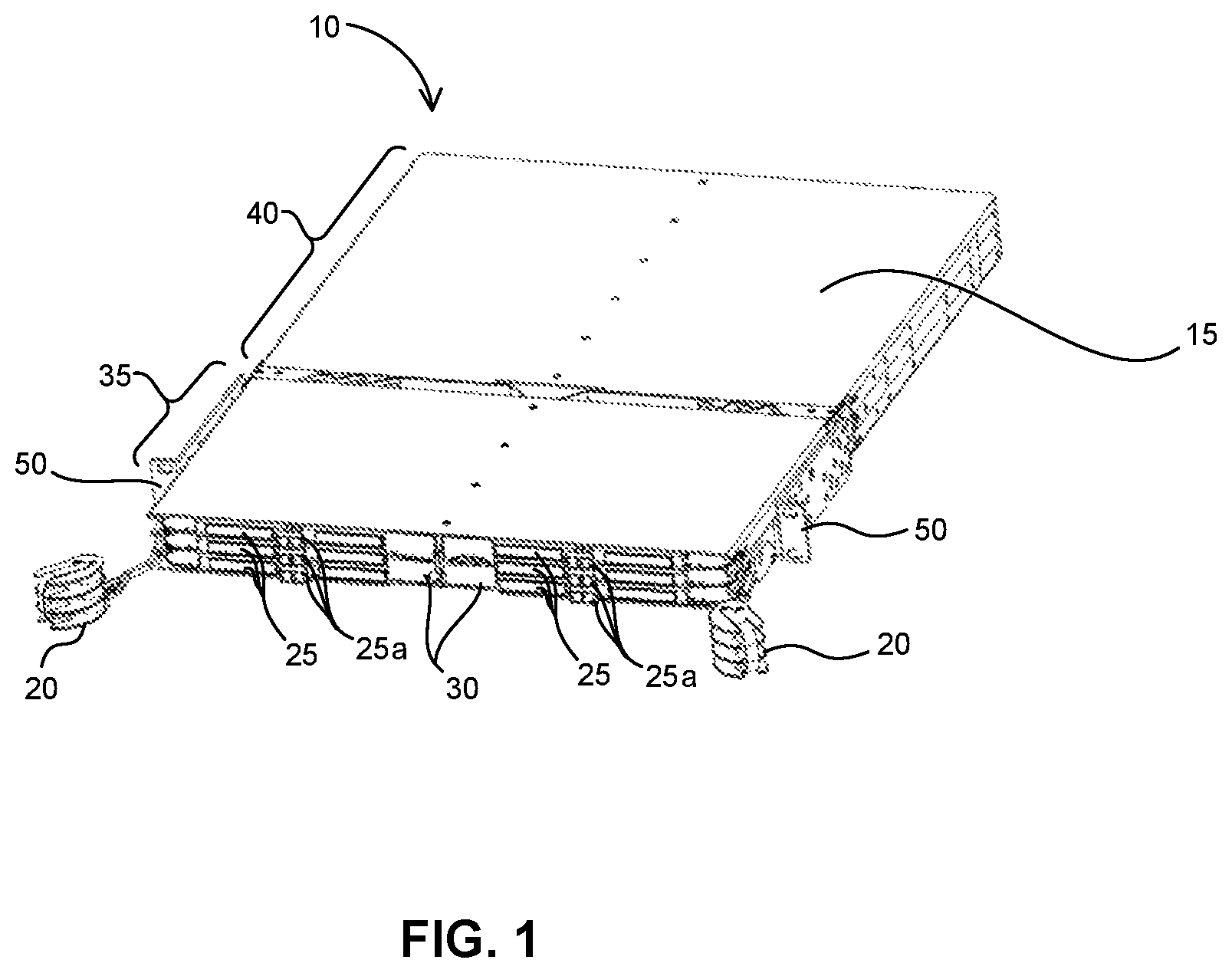 Patent US12610164 Figure 1 – Patch panel with extension cable storage