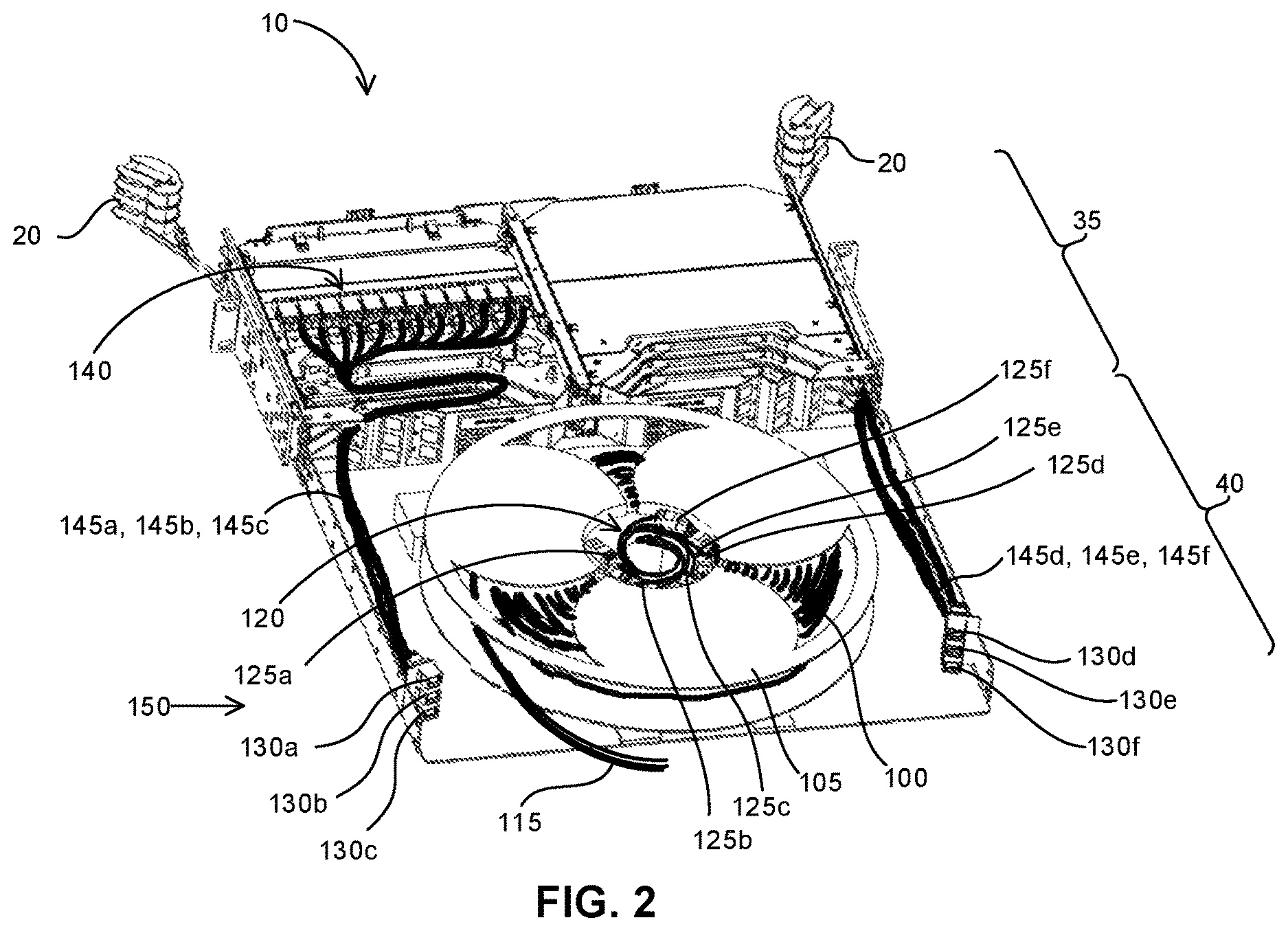 Patent US12610164 Figure 2 – Patch panel with extension cable storage