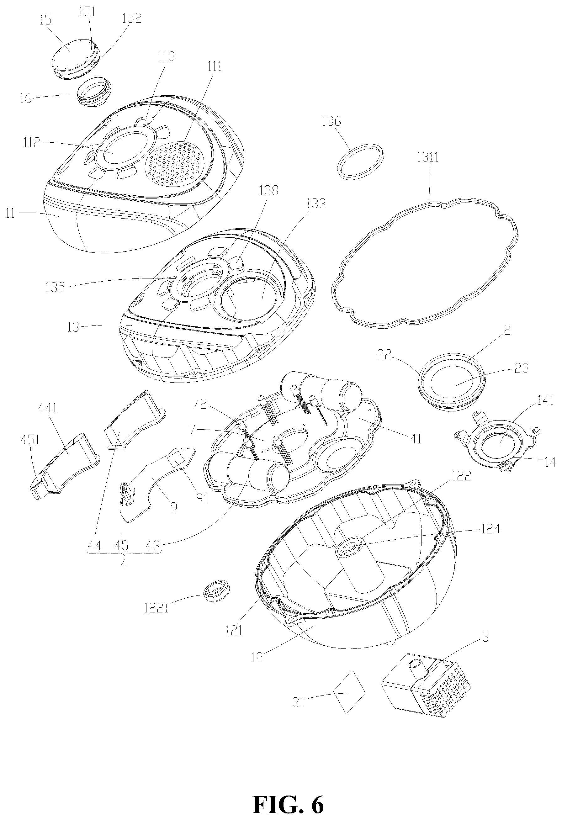Patent US12610168 Figure 6 – Swimming pool fountain speaker