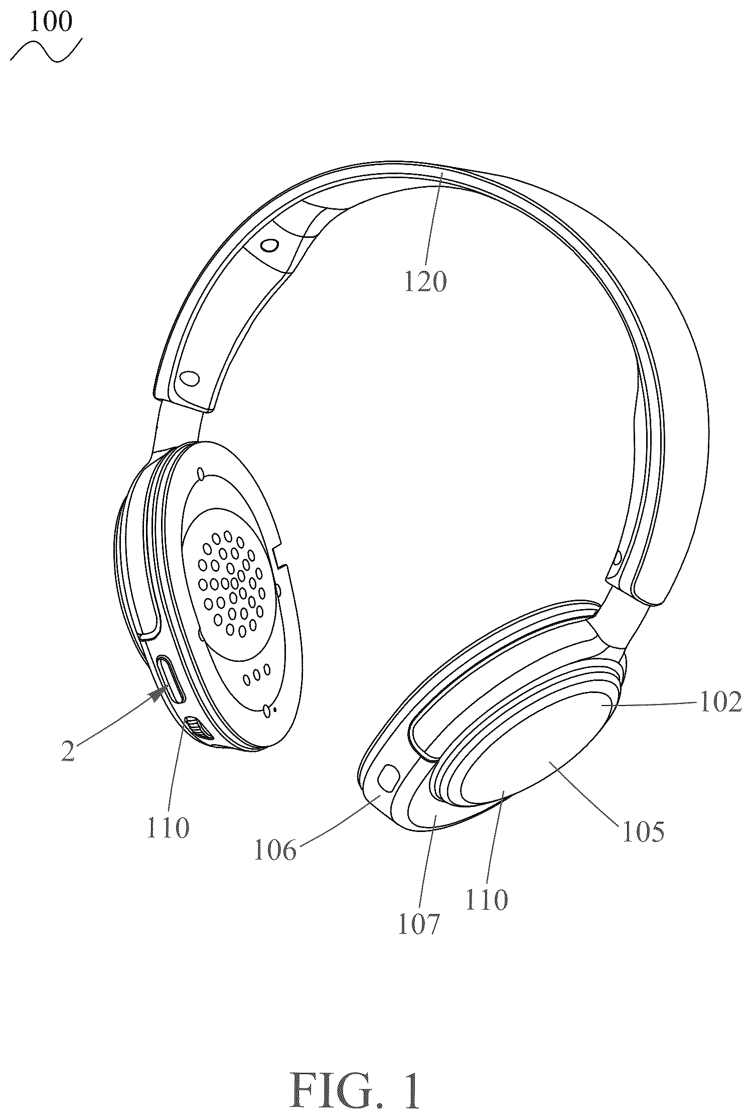 Patent US12610174 Figure 1 – Headphone