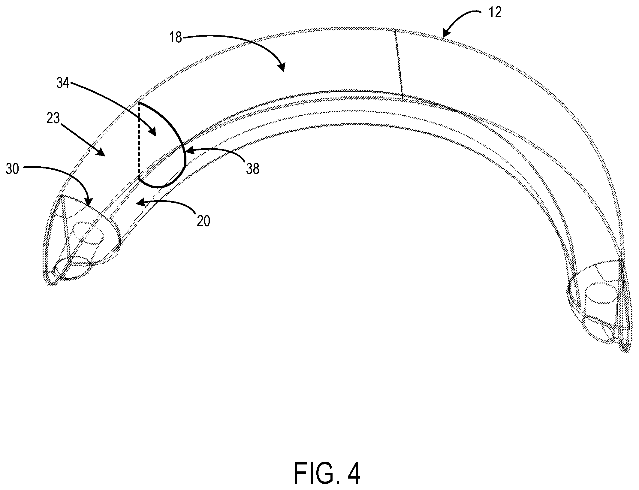 Patent US12610175 Figure 4 – Headset having headband with elastic band and fabric