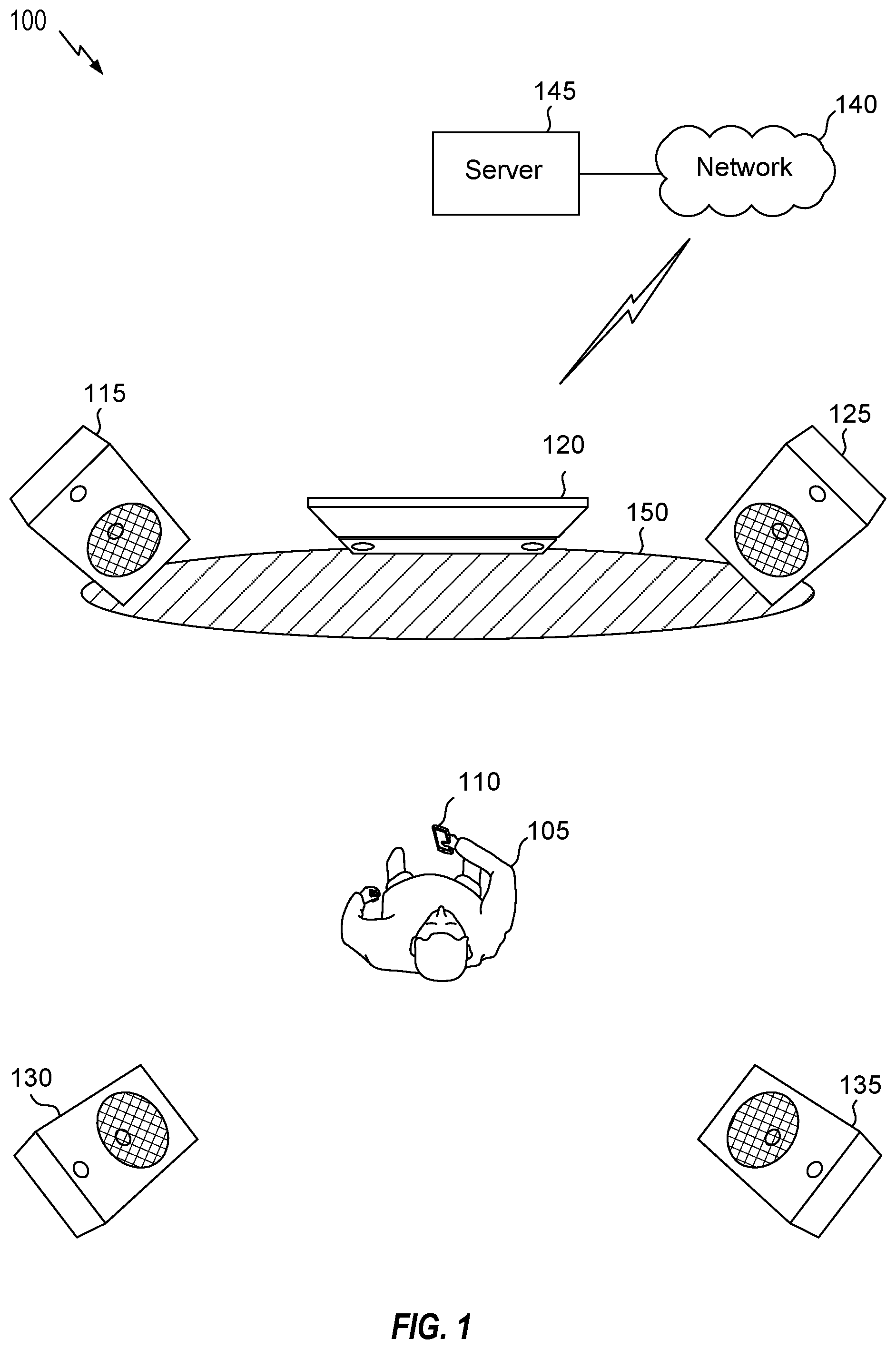 Patent US12610205 Figure 1 – Adaptive loudspeaker and listener positioning compensation