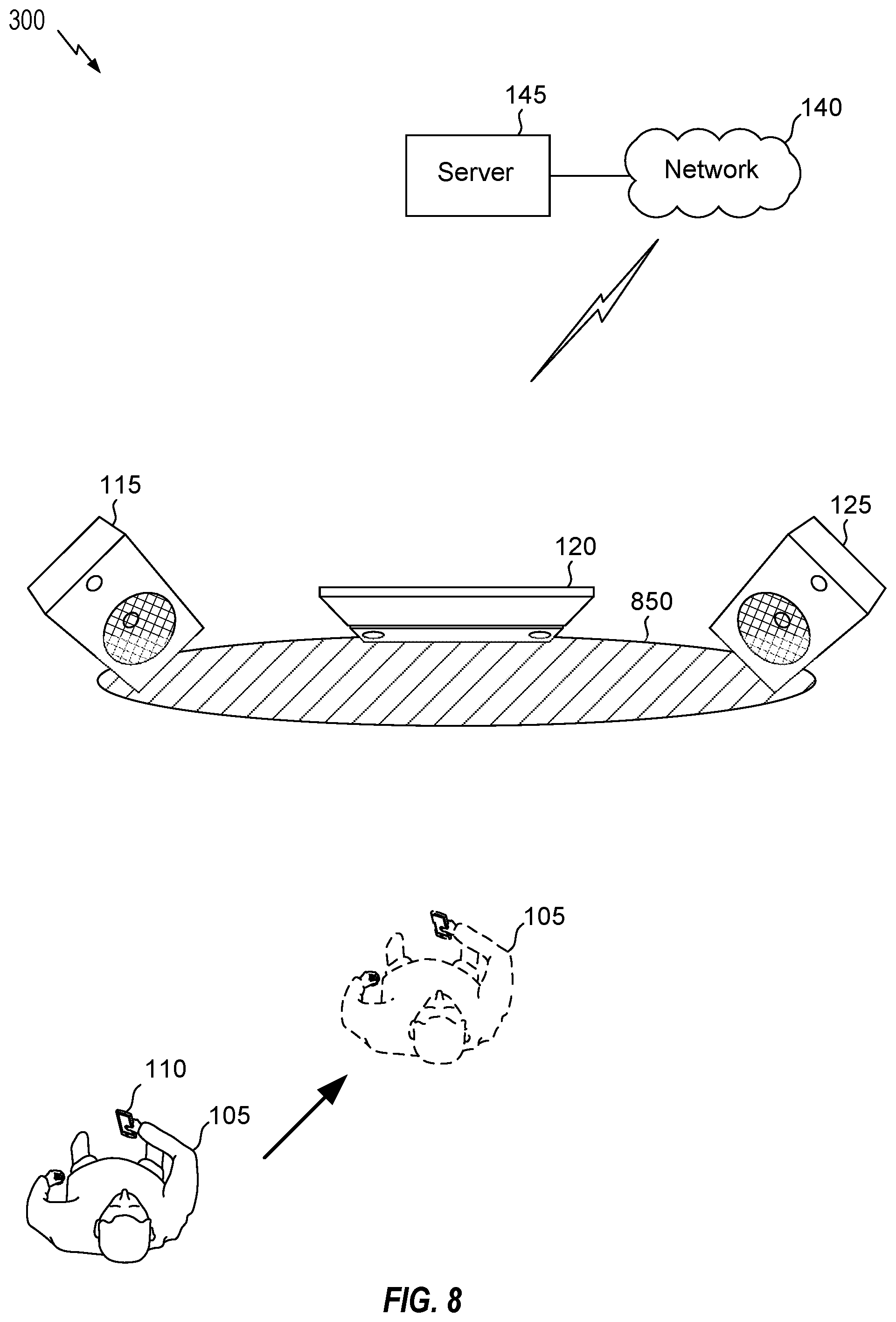 Patent US12610205 Figure 8 – Adaptive loudspeaker and listener positioning compensation