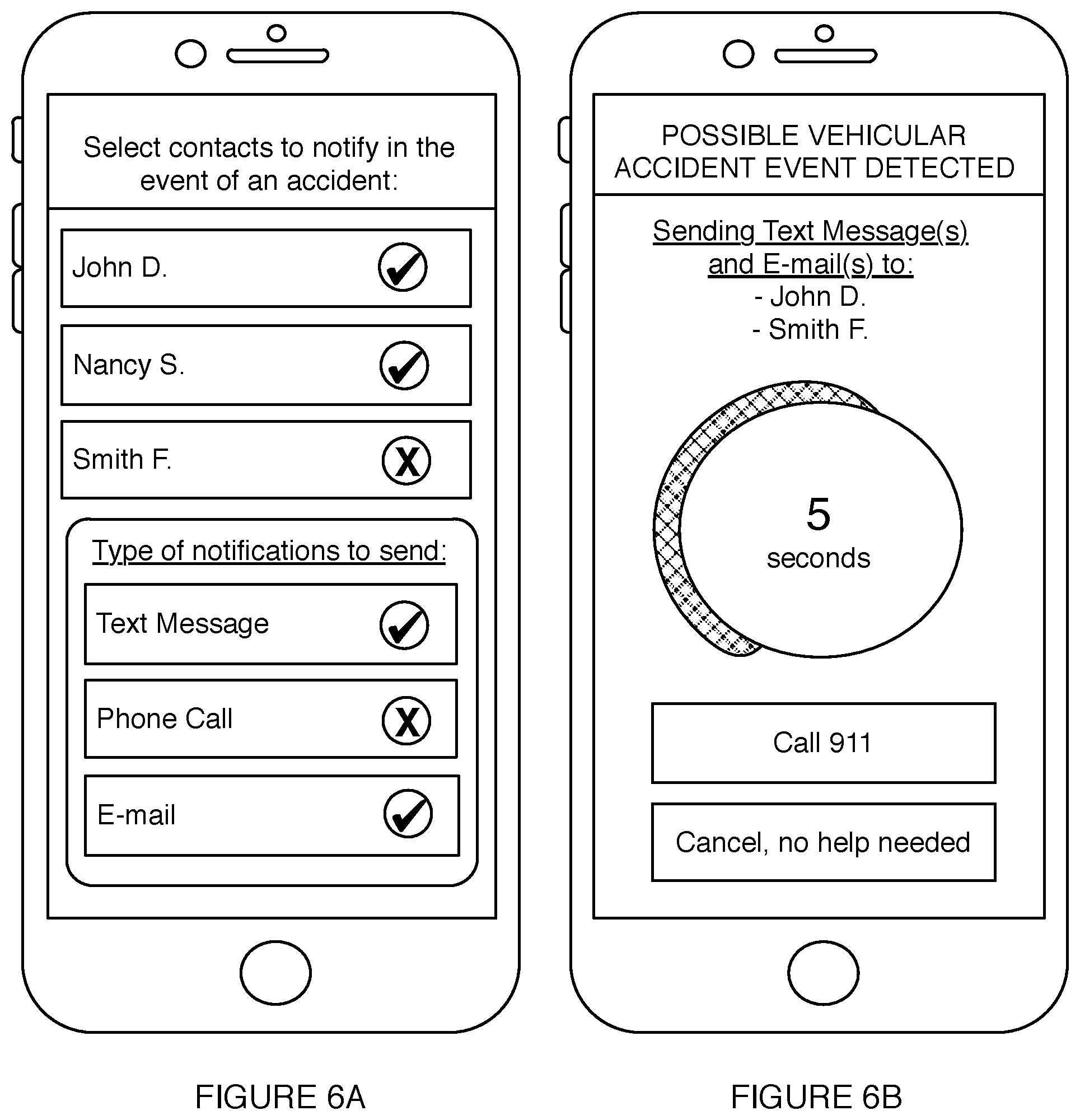 Patent US12610210 Figure 6 – Method for smartphone-based accident detection