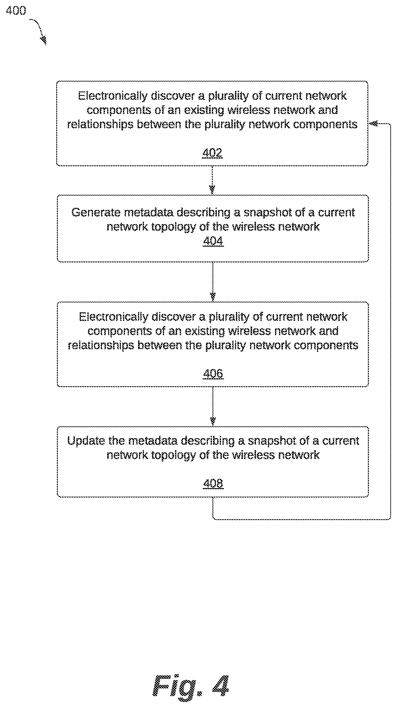 Patent US12610247 Figure 4 – Systems and methods for generating a snapshot of current network topology