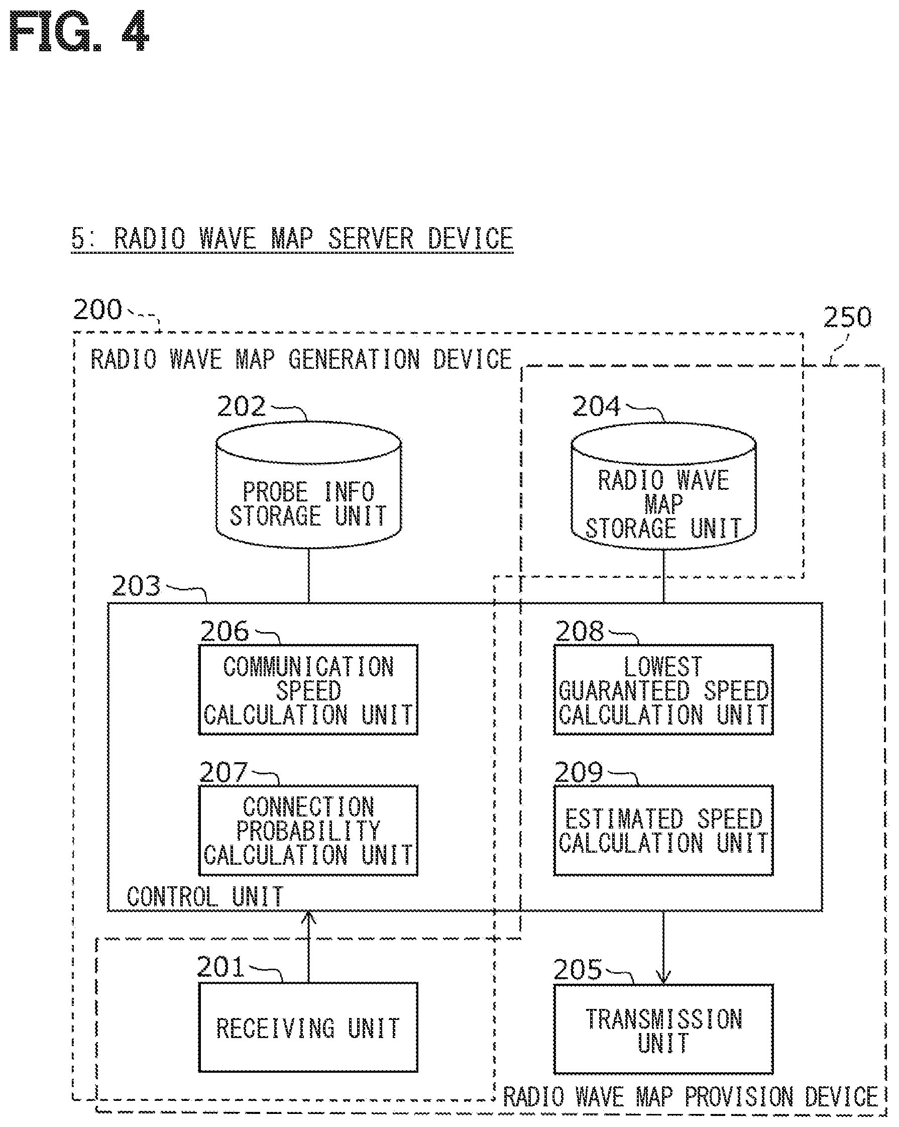 Patent US12610248 Figure 4 – Radio wave map provision device, and radio wave map acquisition usage device