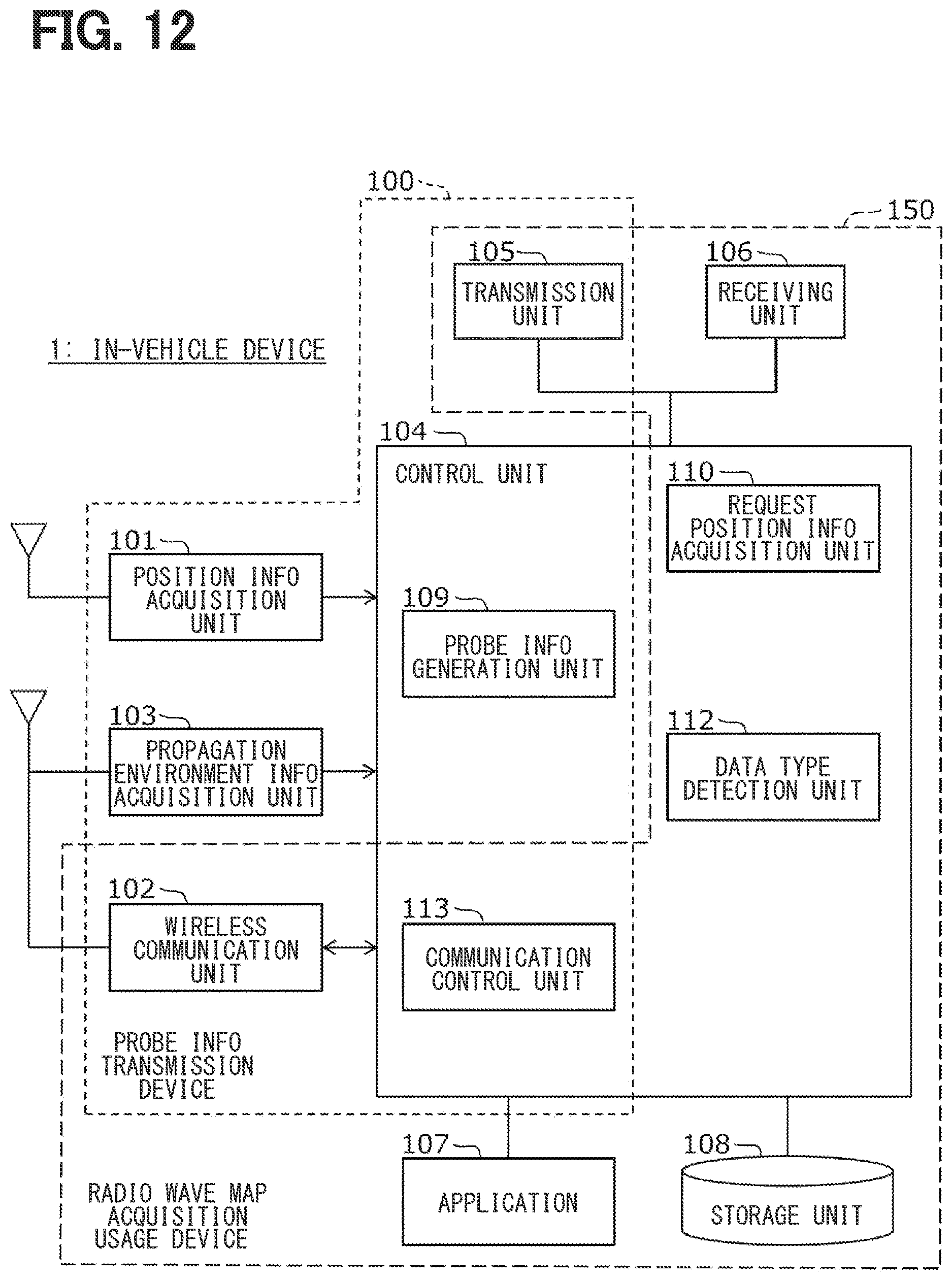 Patent US12610248 Figure 12 – Radio wave map provision device, and radio wave map acquisition usage device