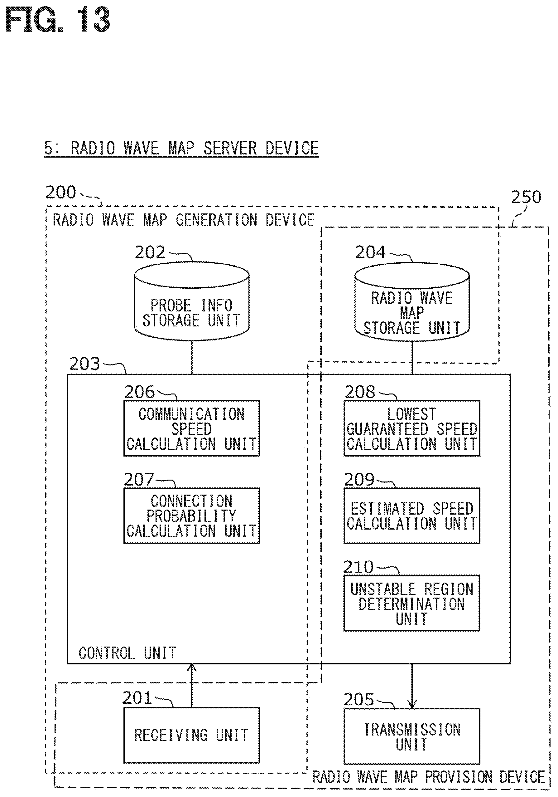 Patent US12610248 Figure 13 – Radio wave map provision device, and radio wave map acquisition usage device