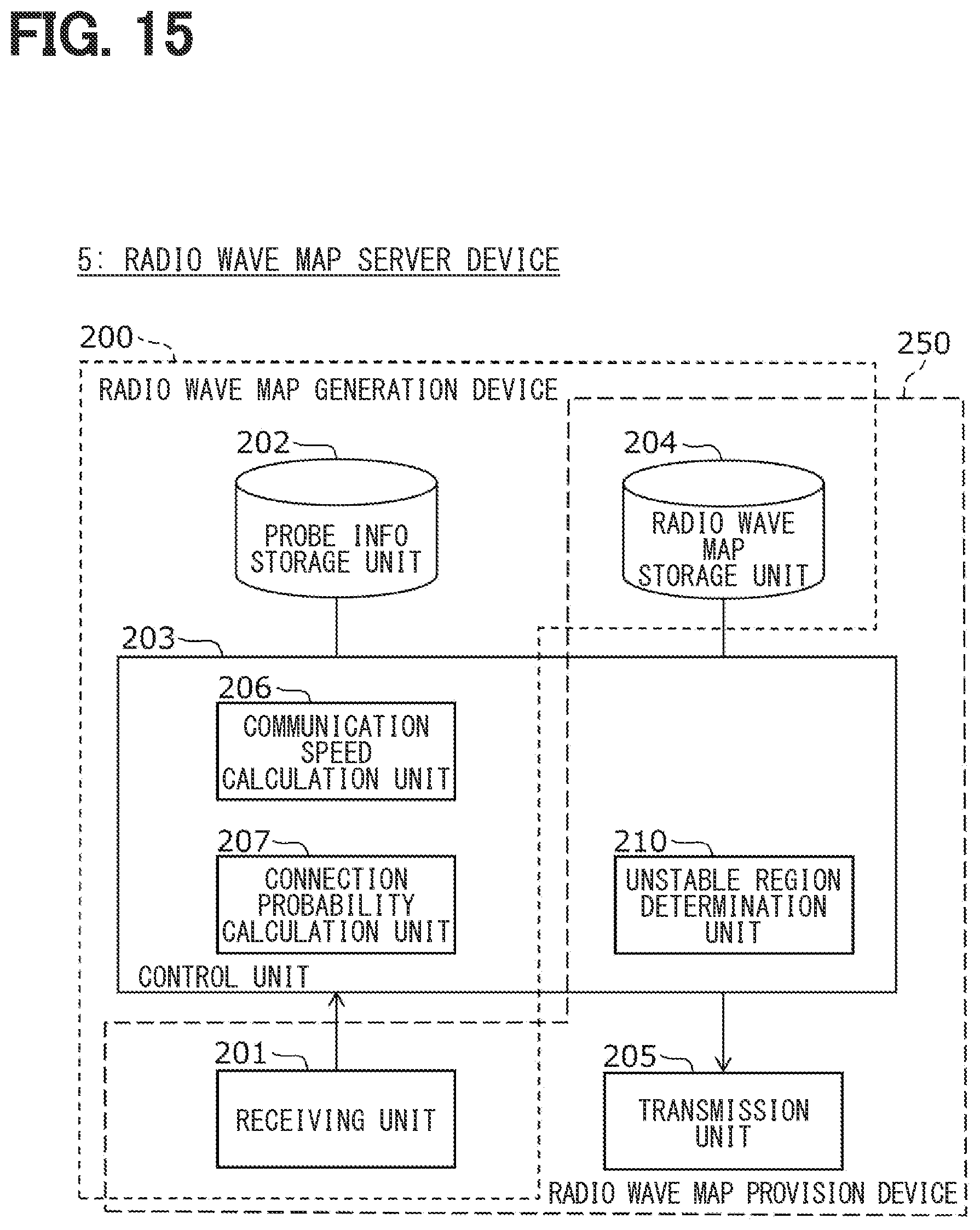 Patent US12610248 Figure 15 – Radio wave map provision device, and radio wave map acquisition usage device