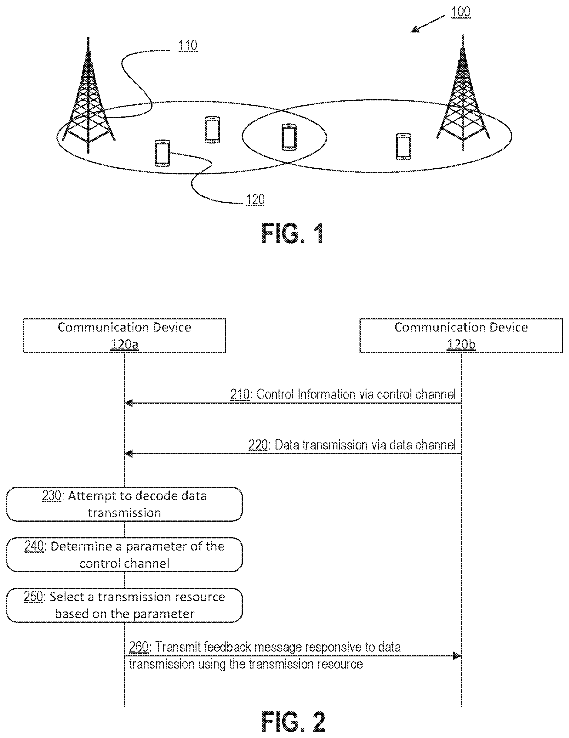 Patent US12610348 Figure 1 – Feedback resource determination for sidelink communications