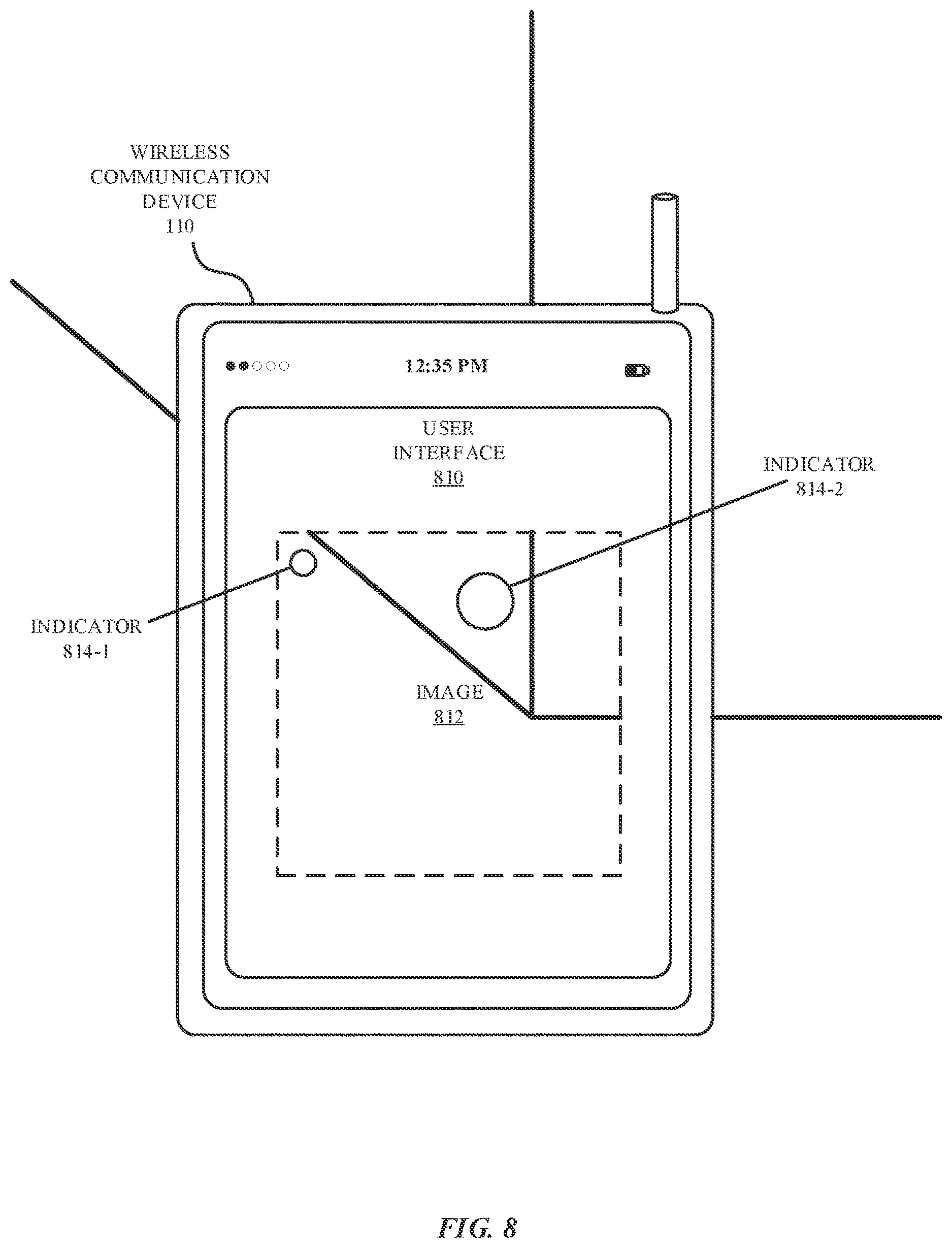 Patent US12610411 Figure 8 – Displaying information based on wireless ranging