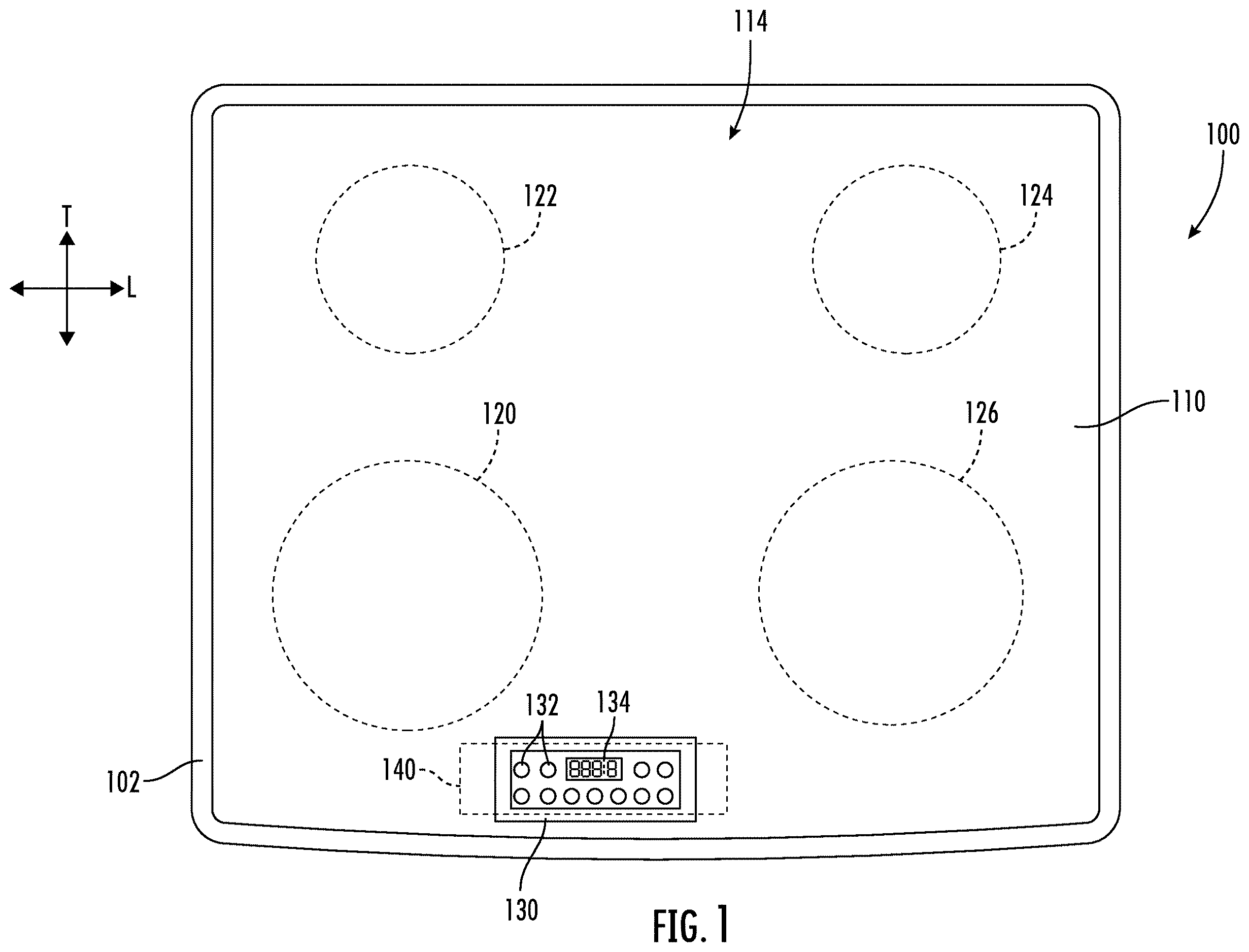 Patent US12610432 Figure 1 – Systems for touch foil alignment in appliances