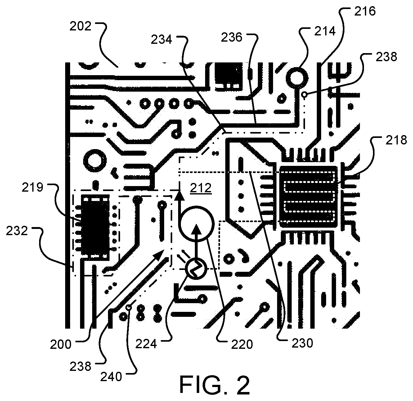 Patent US12610452 Figure 2 – Microfluidic printed circuit board cooling