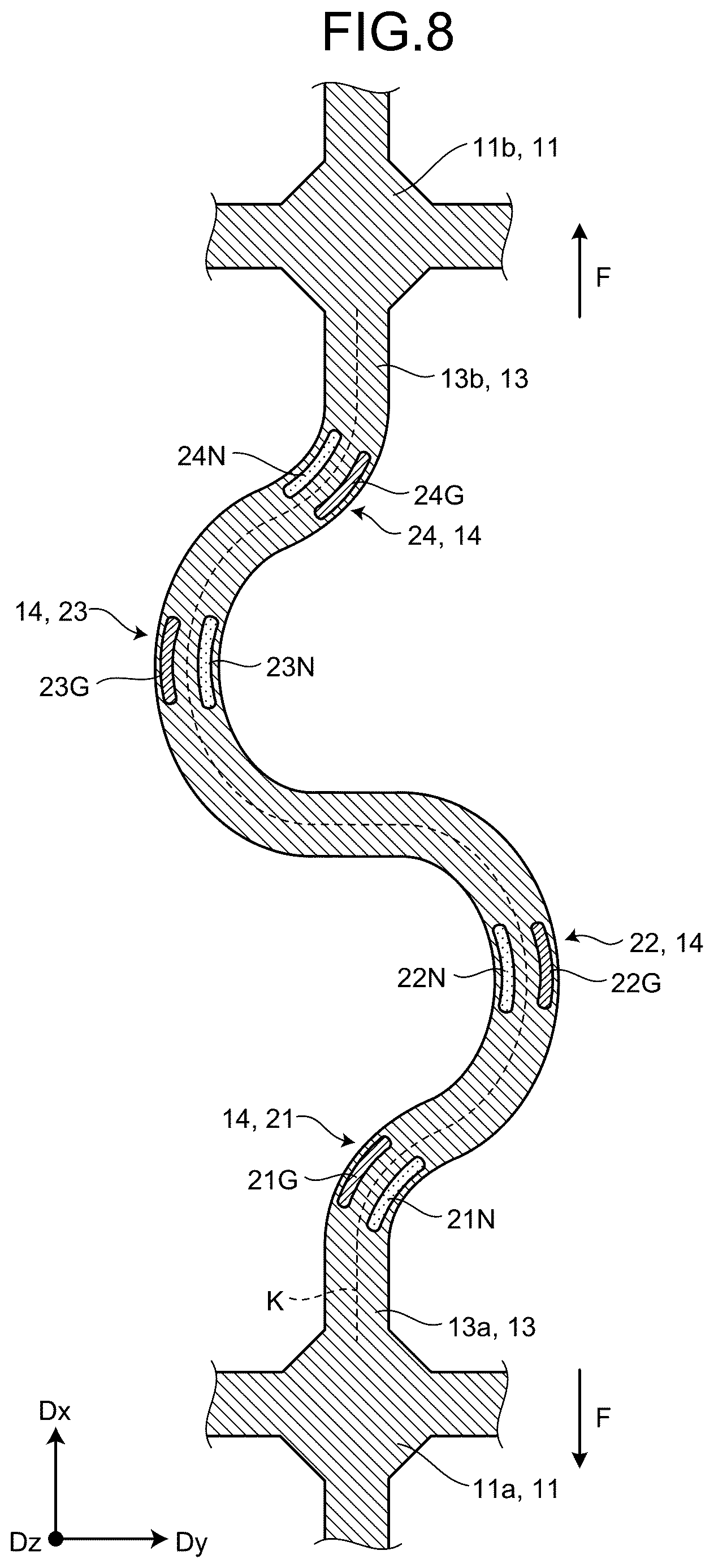 Patent US12610457 Figure 8 – Stretchable device