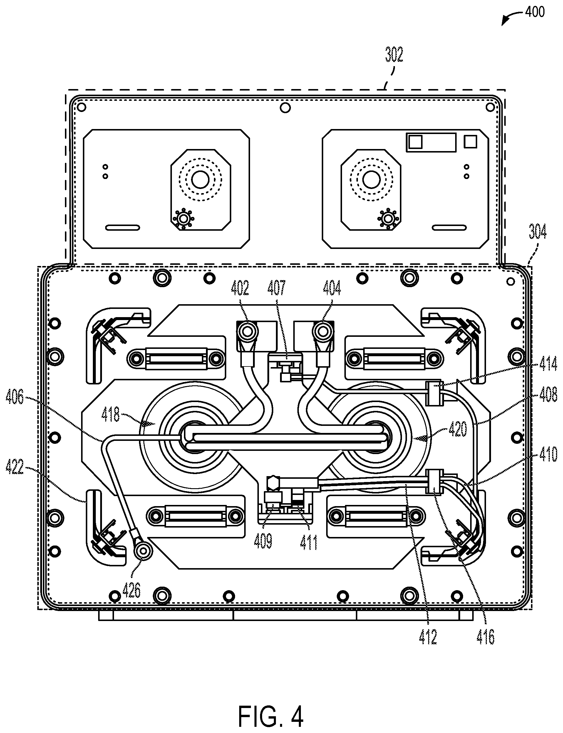 Patent US12610460 Figure 4 – Oil-air electrical feedthrough circuit board for high voltage generator