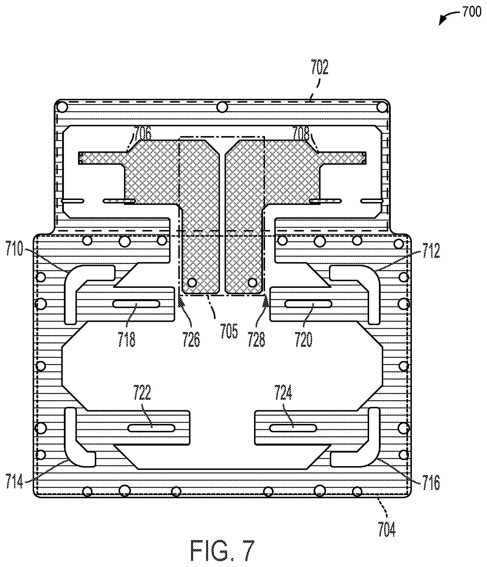 Patent US12610460 Figure 7 – Oil-air electrical feedthrough circuit board for high voltage generator