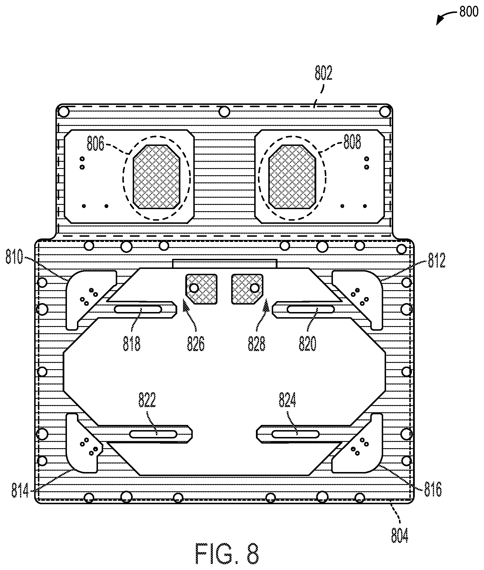Patent US12610460 Figure 8 – Oil-air electrical feedthrough circuit board for high voltage generator