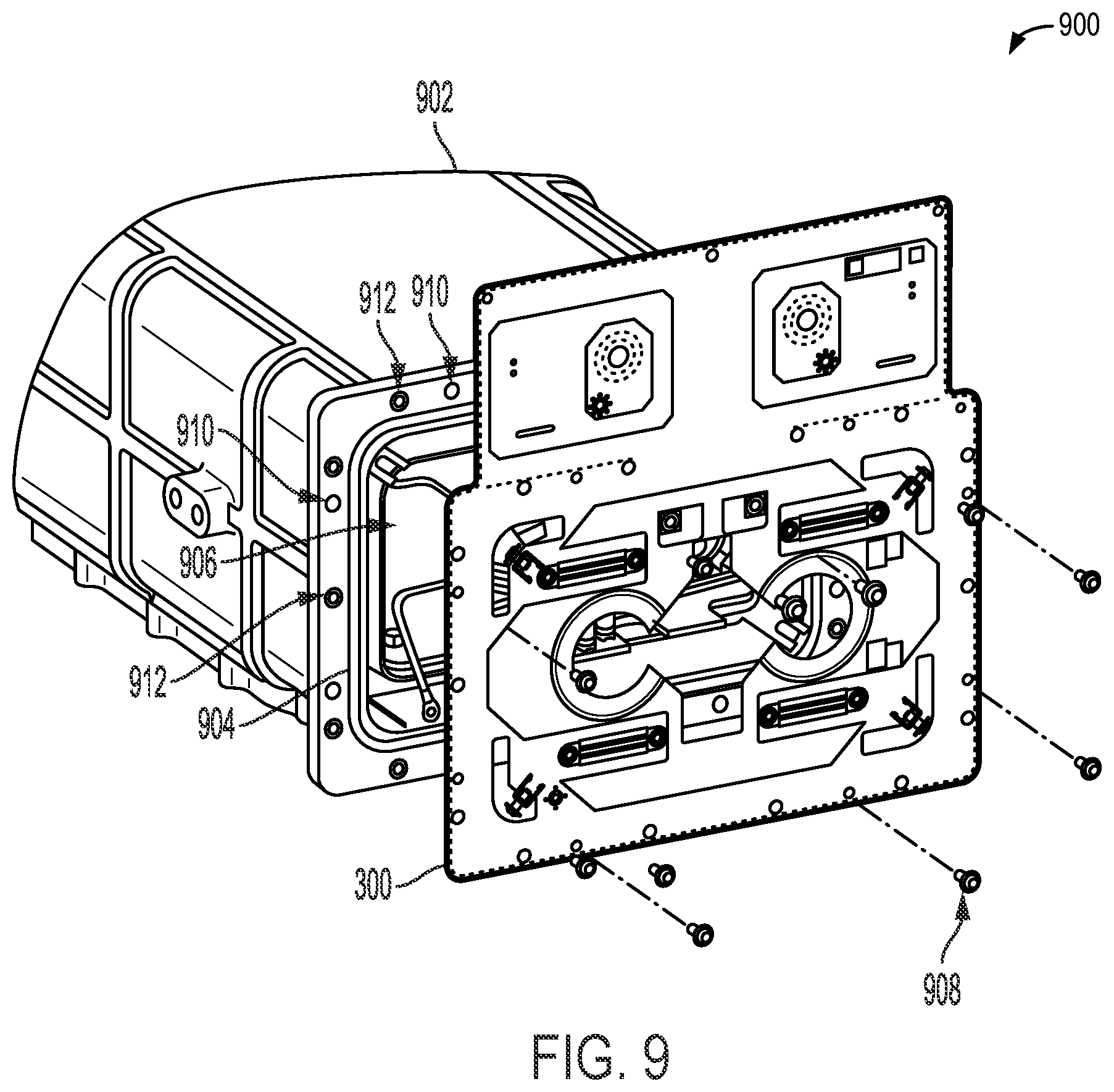 Patent US12610460 Figure 9 – Oil-air electrical feedthrough circuit board for high voltage generator