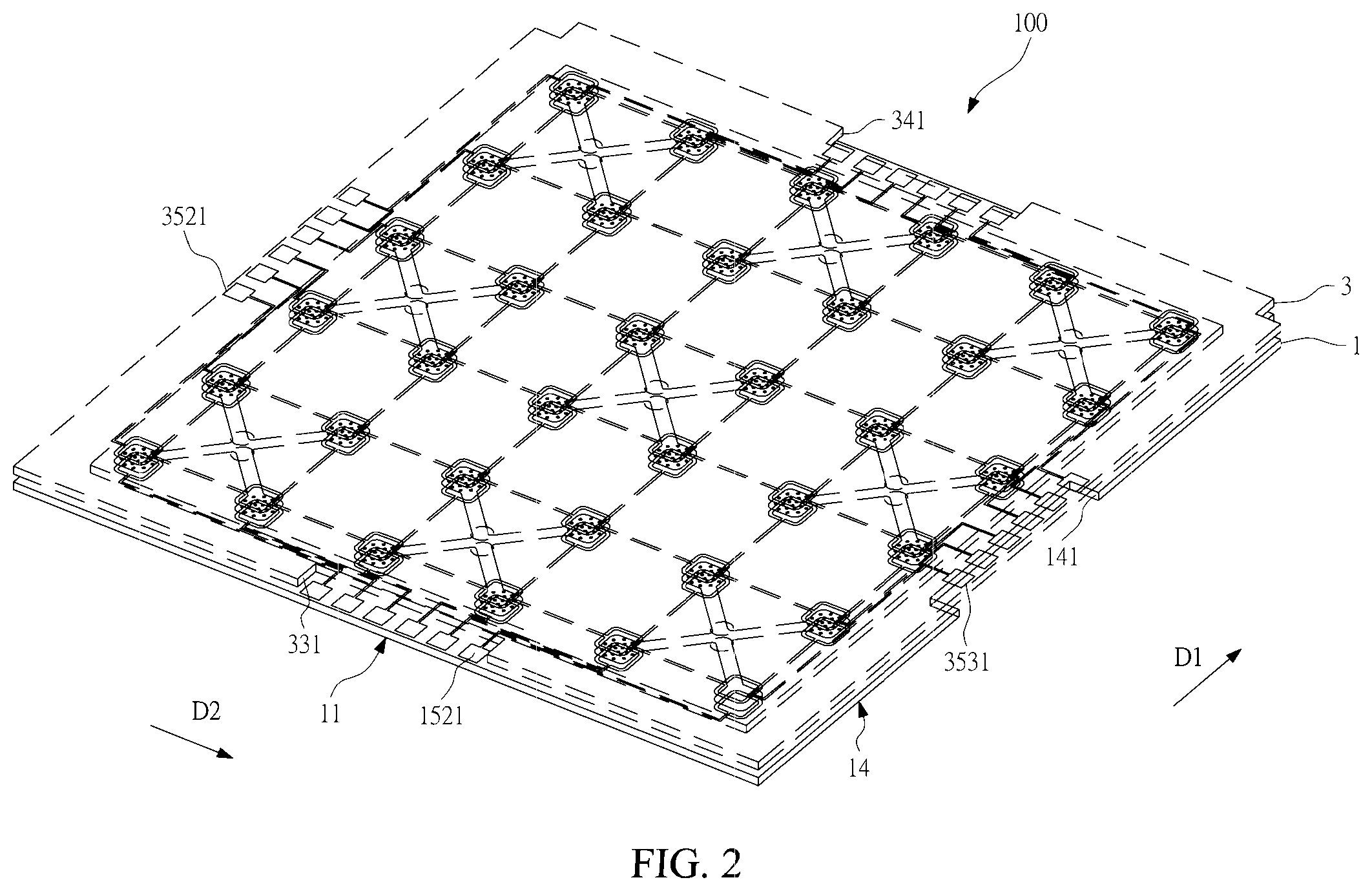 Patent US12610467 Figure 2 – Spliced pressure sensing device and splicable pressure sensing unit thereof