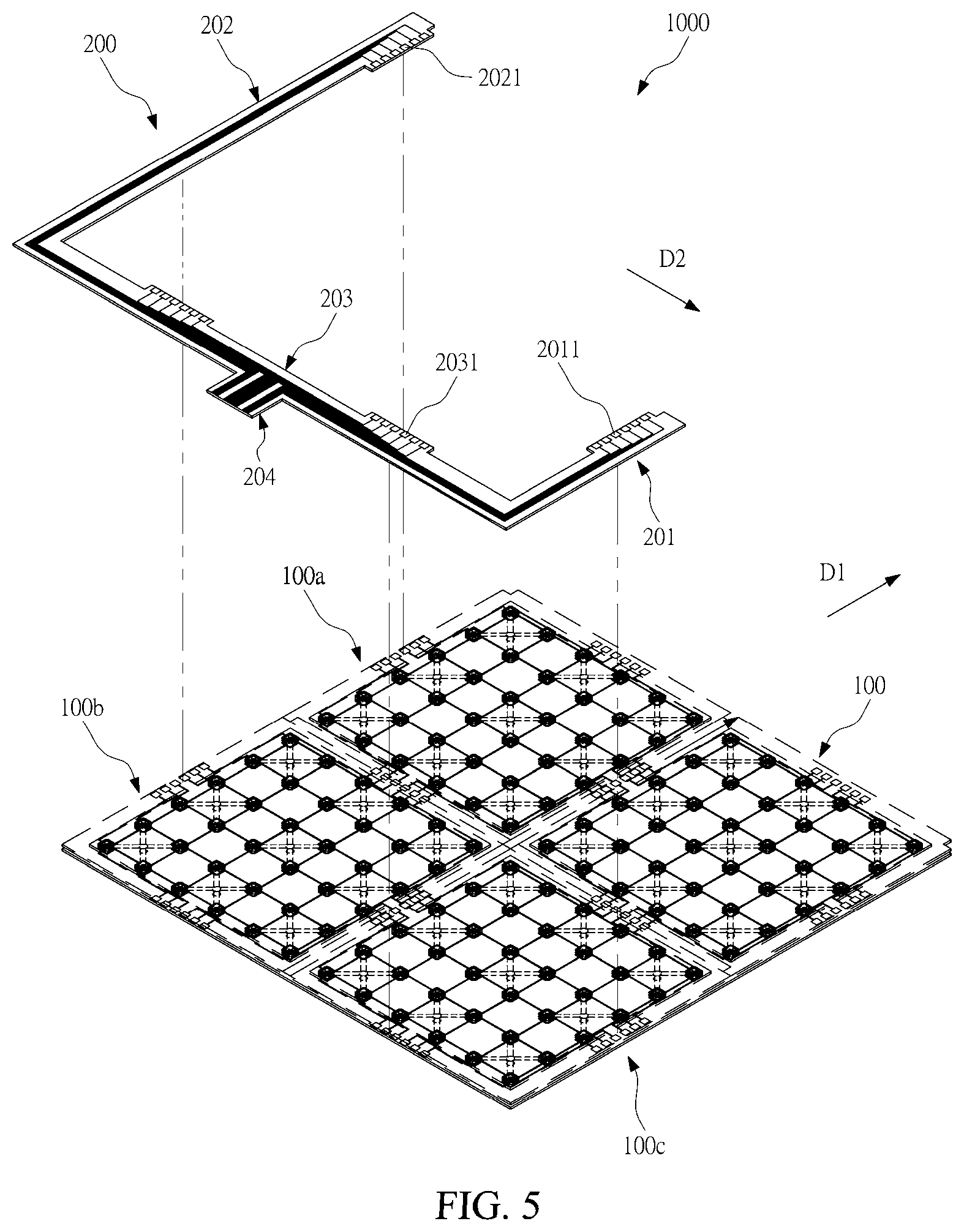 Patent US12610467 Figure 5 – Spliced pressure sensing device and splicable pressure sensing unit thereof