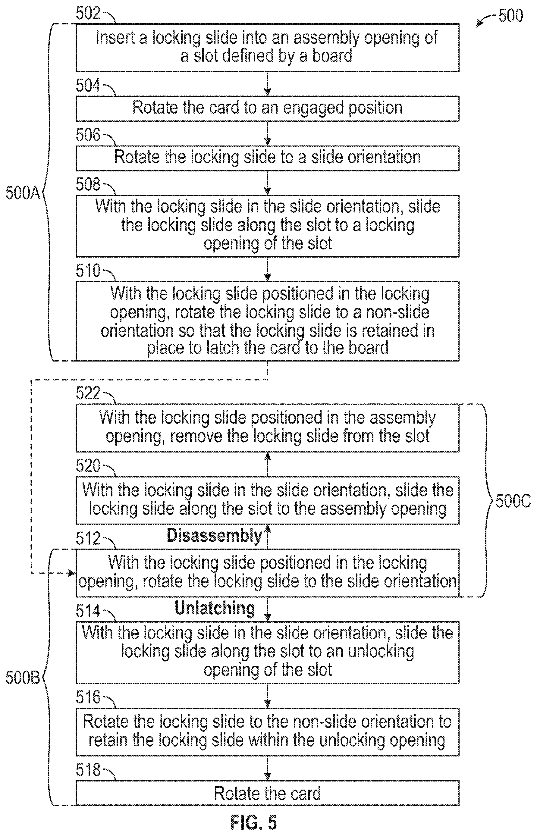 Patent US12610489 Figure 3 – Latch system for latching a card to a board