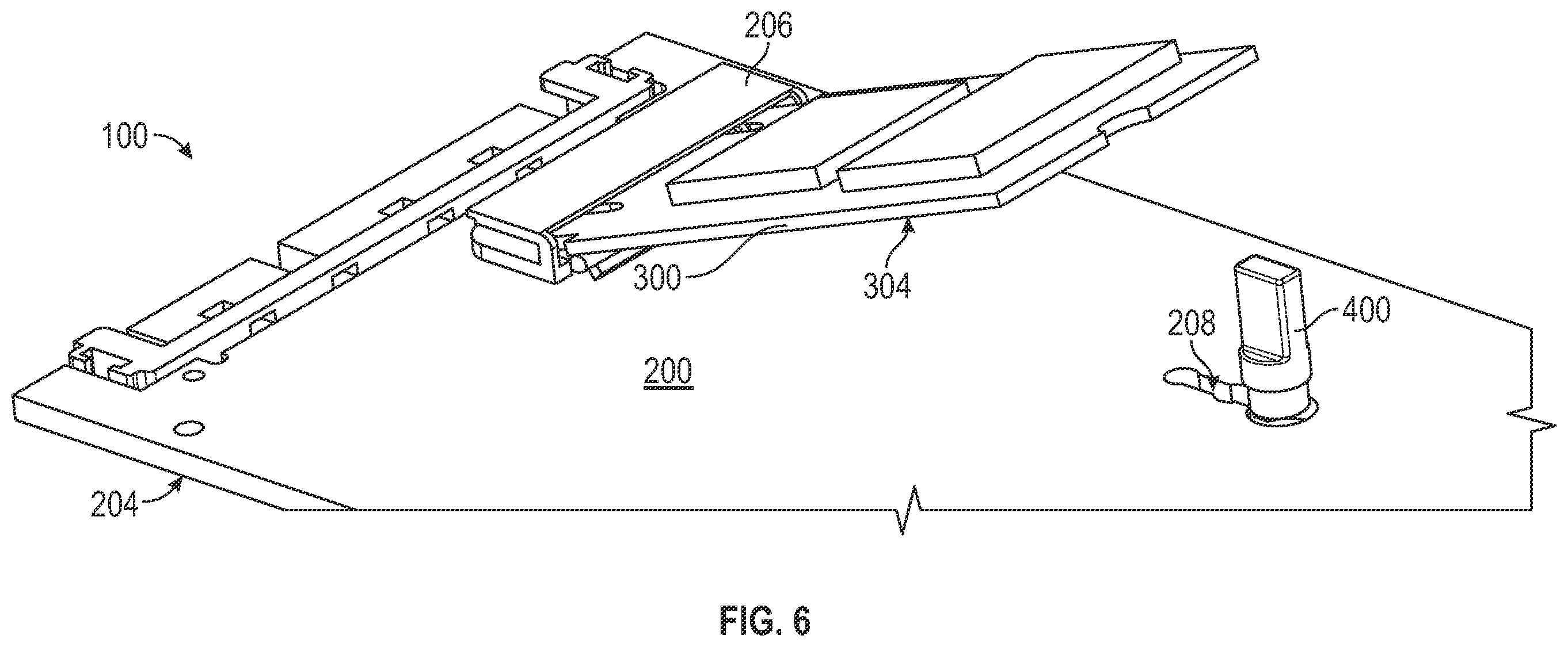 Patent US12610489 Figure 4 – Latch system for latching a card to a board