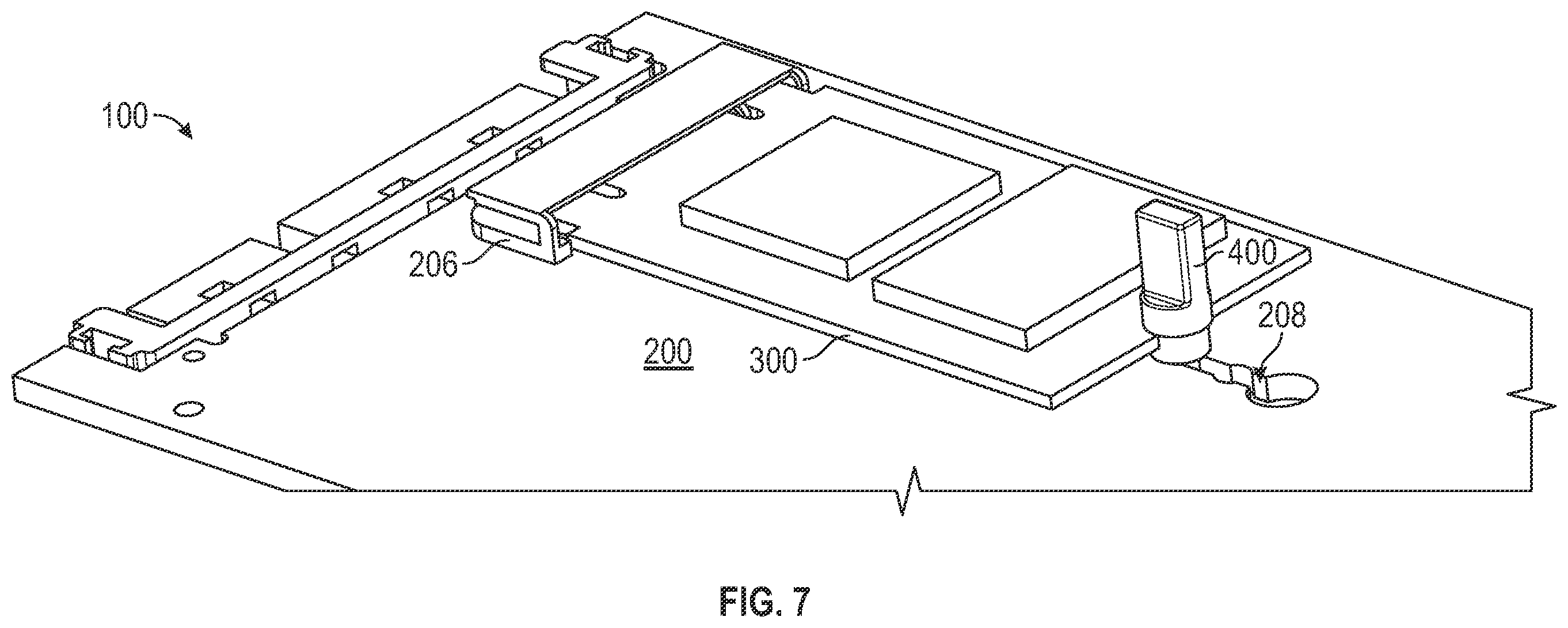Patent US12610489 Figure 5 – Latch system for latching a card to a board