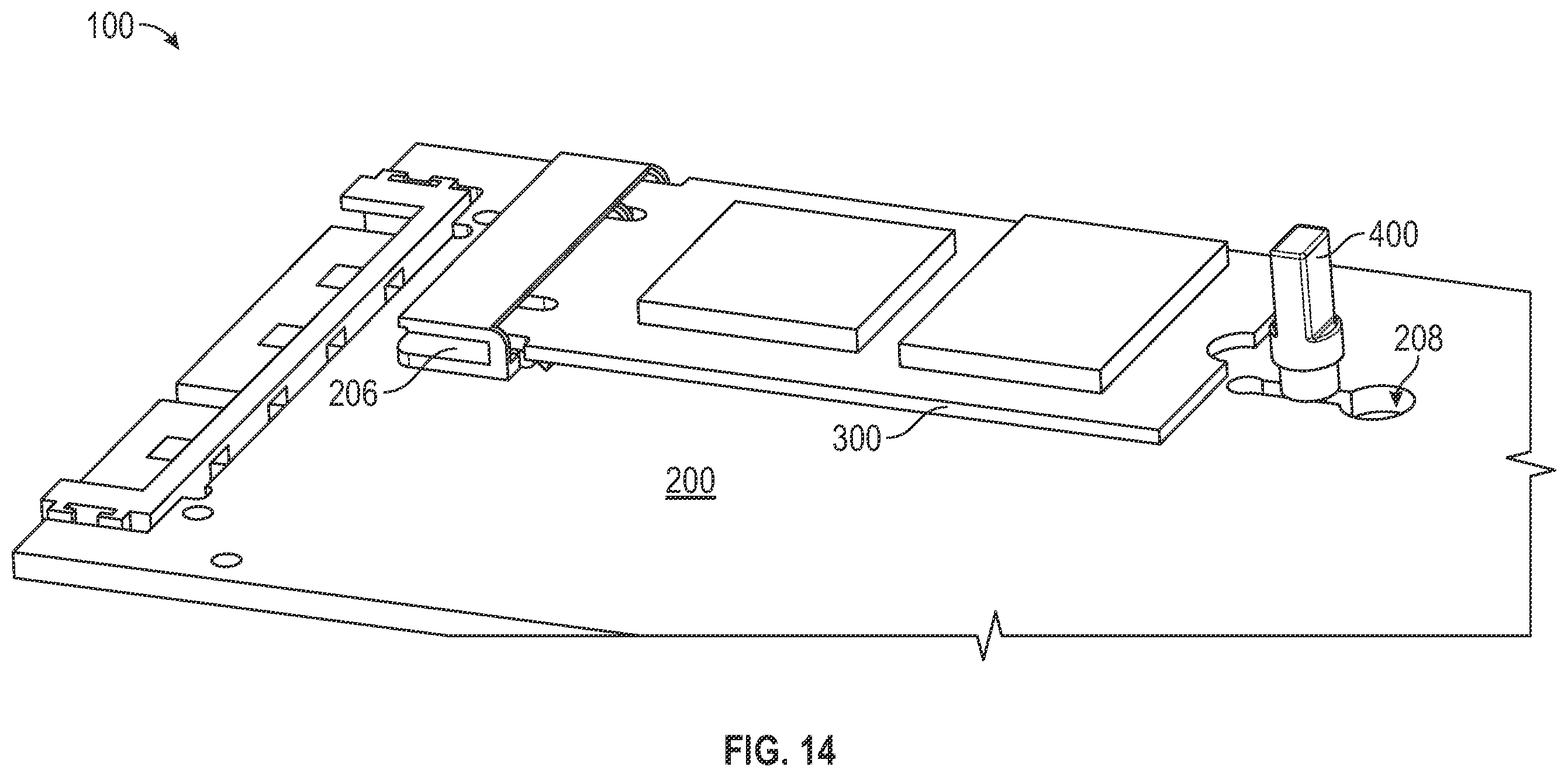 Patent US12610489 Figure 10 – Latch system for latching a card to a board