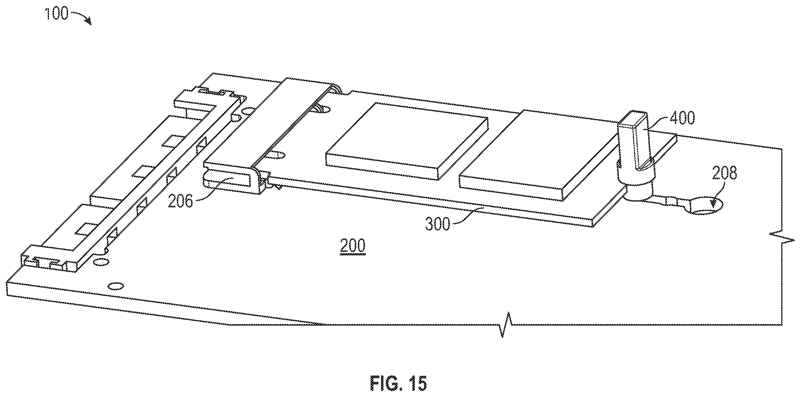 Patent US12610489 Figure 11 – Latch system for latching a card to a board