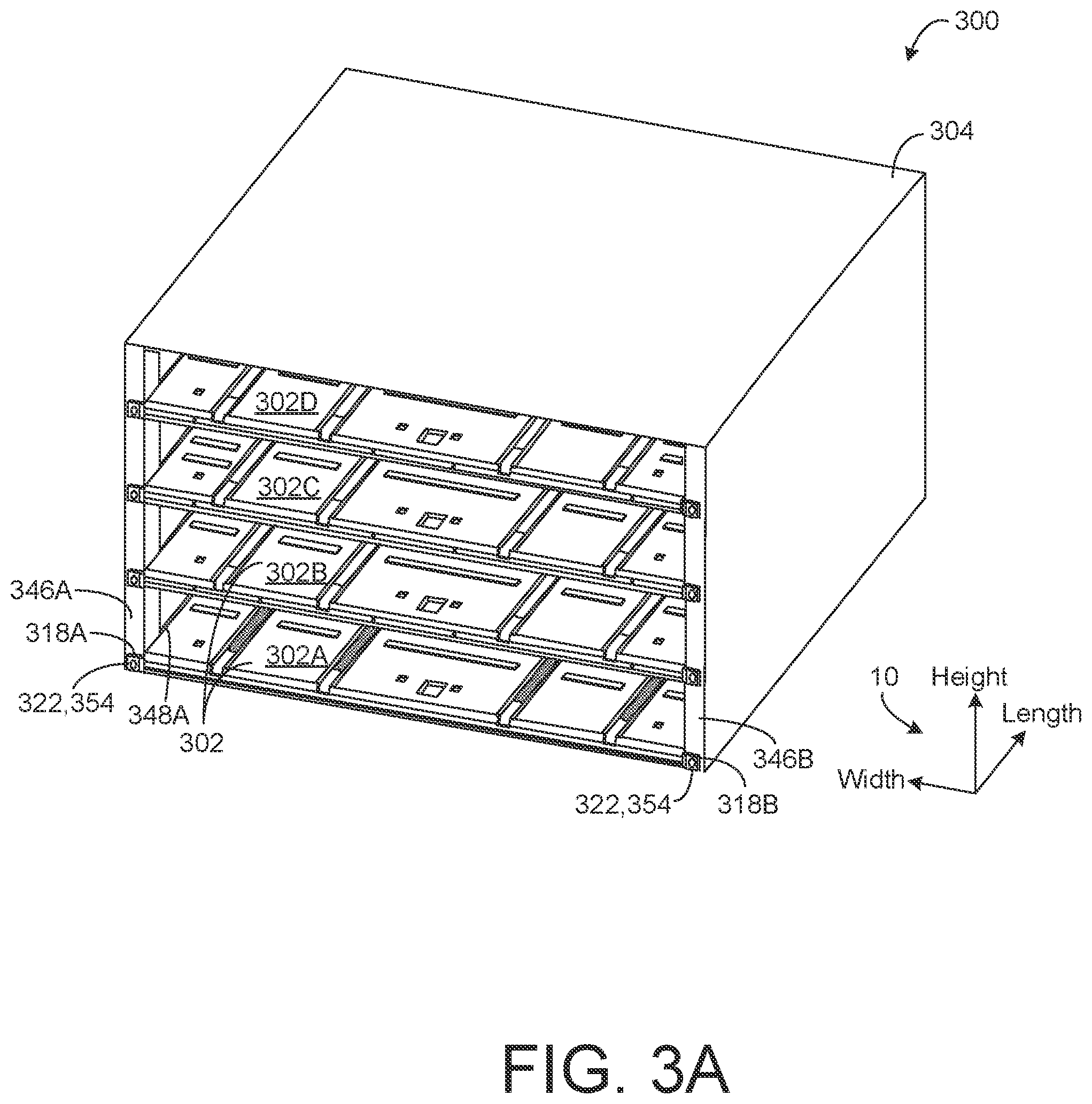 Patent US12610495 Figure 3 – Chassis having trays to mount different form factor electronic modules to an electronic device