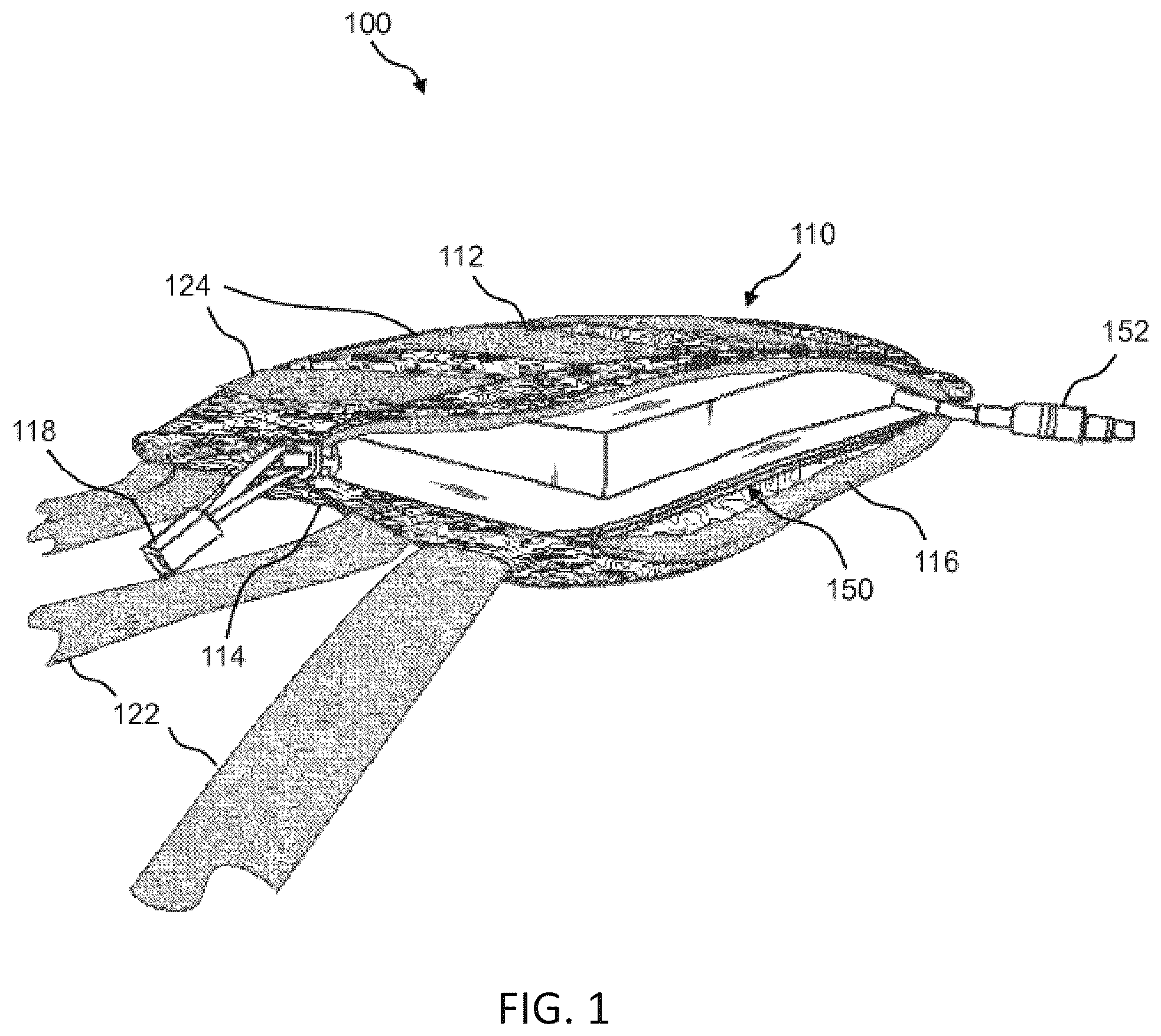 Patent US12610496 Figure 1 – System for supplying power to at least one power distribution and data hub using a portable battery pack