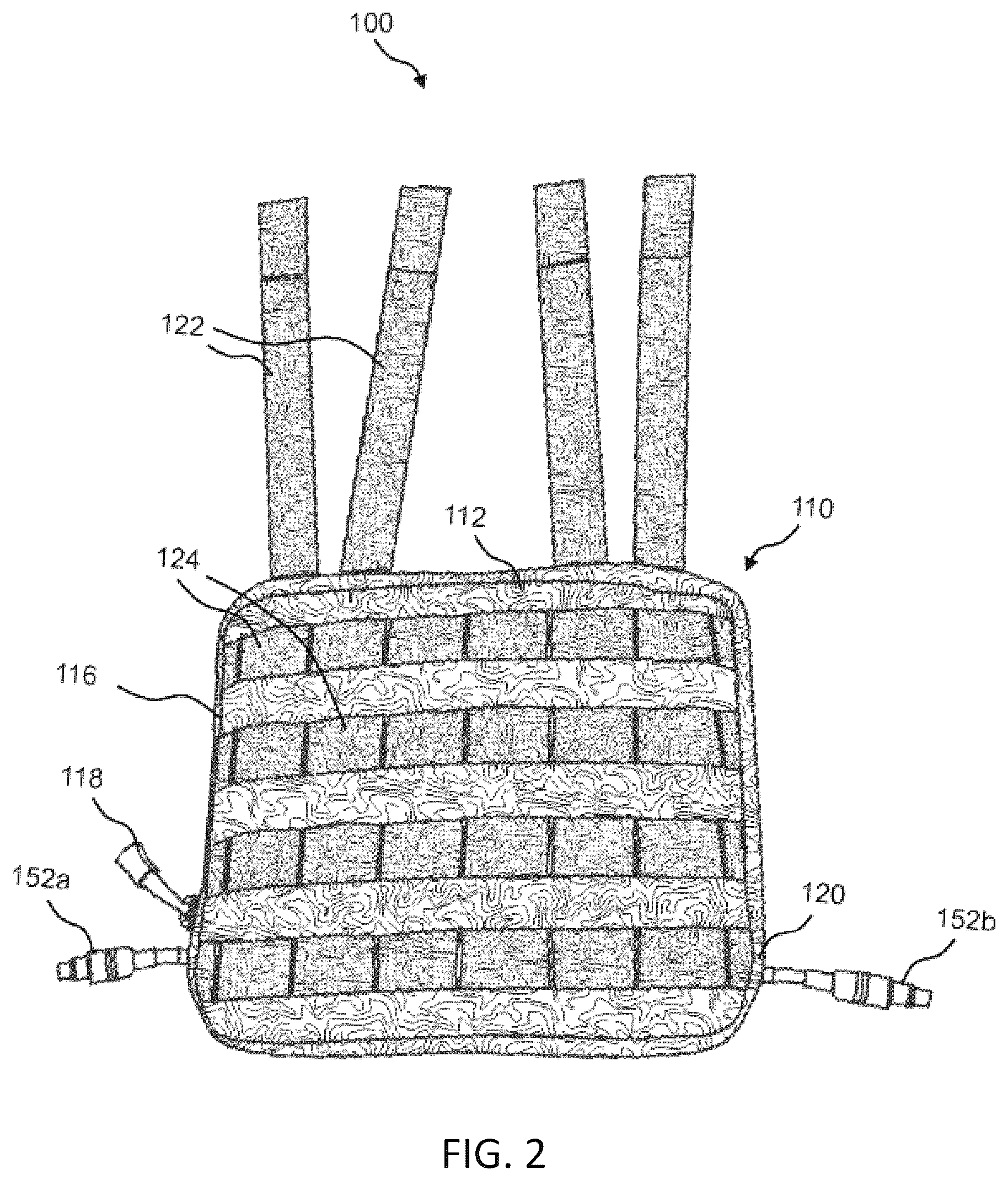 Patent US12610496 Figure 2 – System for supplying power to at least one power distribution and data hub using a portable battery pack