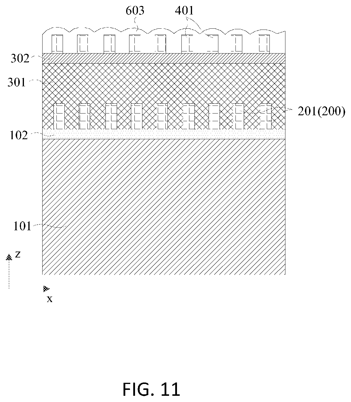 Patent US12610521 Figure 11 – Semiconductor memory having discrete active regions and method of making the same